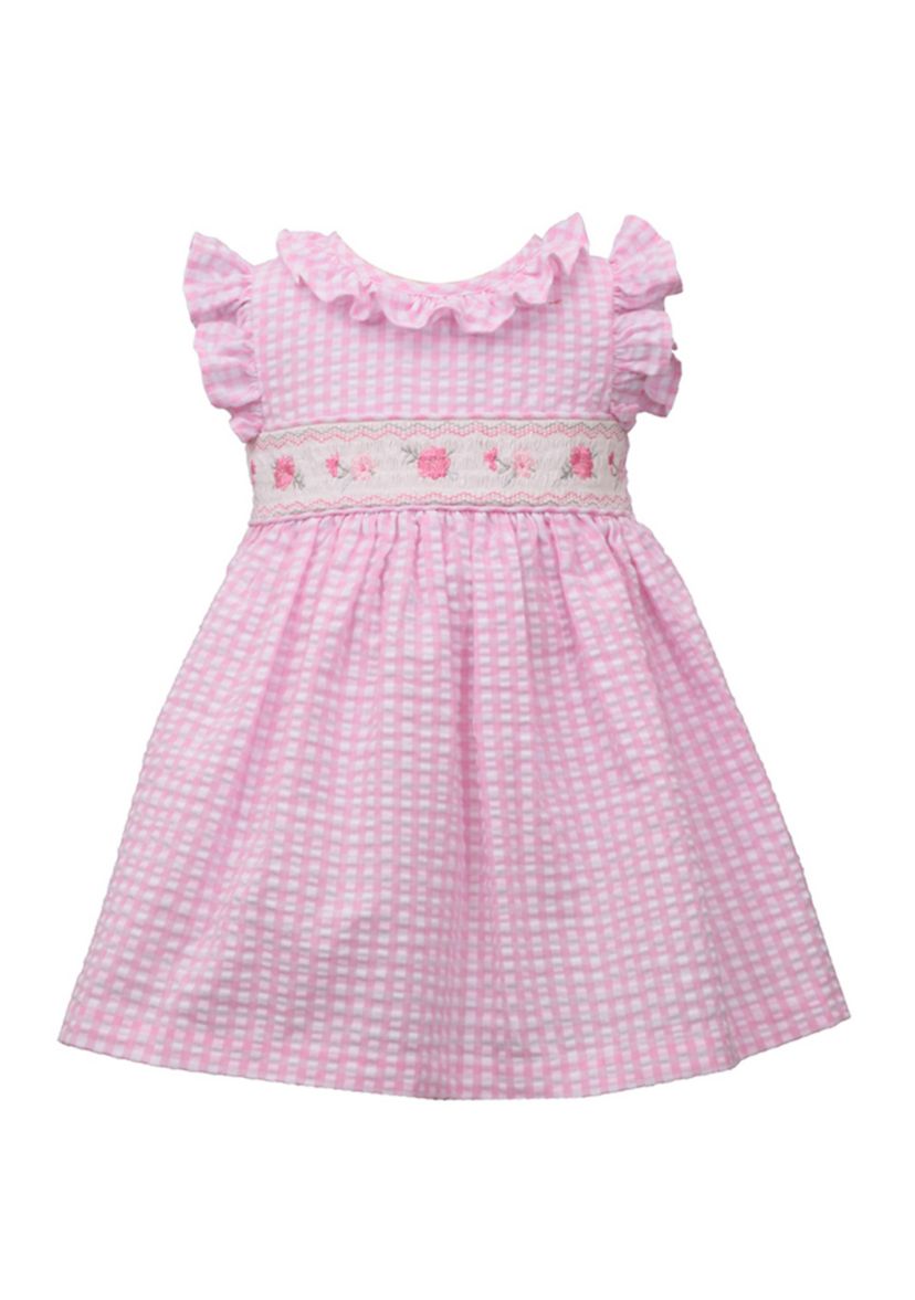 Girls 4-6x Flutter Sleeve Gingham Smocked Dress