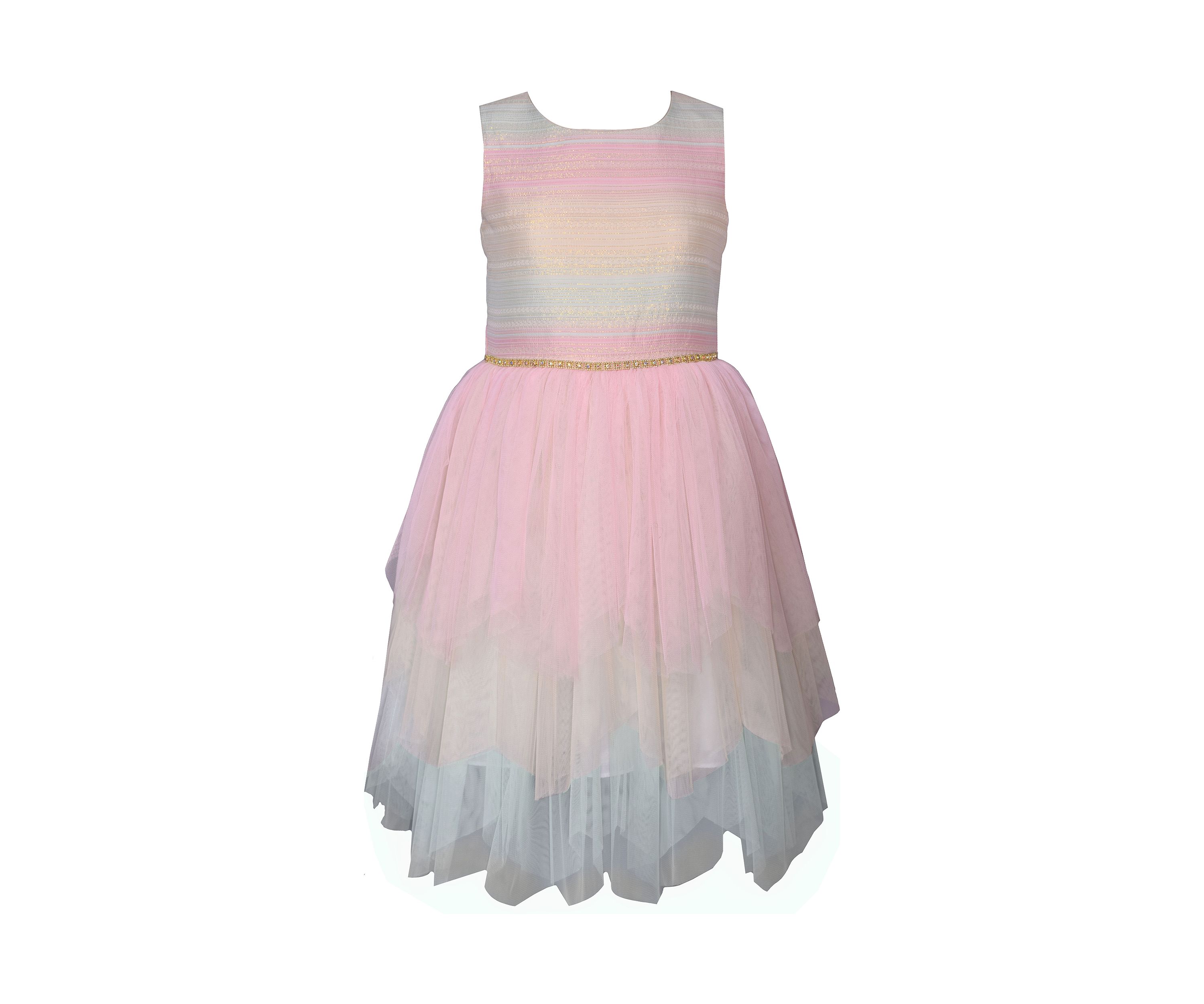 Girls 7-16 Sleeveless Rainbow Mesh Dress