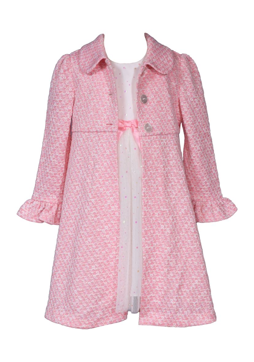 Girls 7-16 Textured Knit Coat and Dress Set