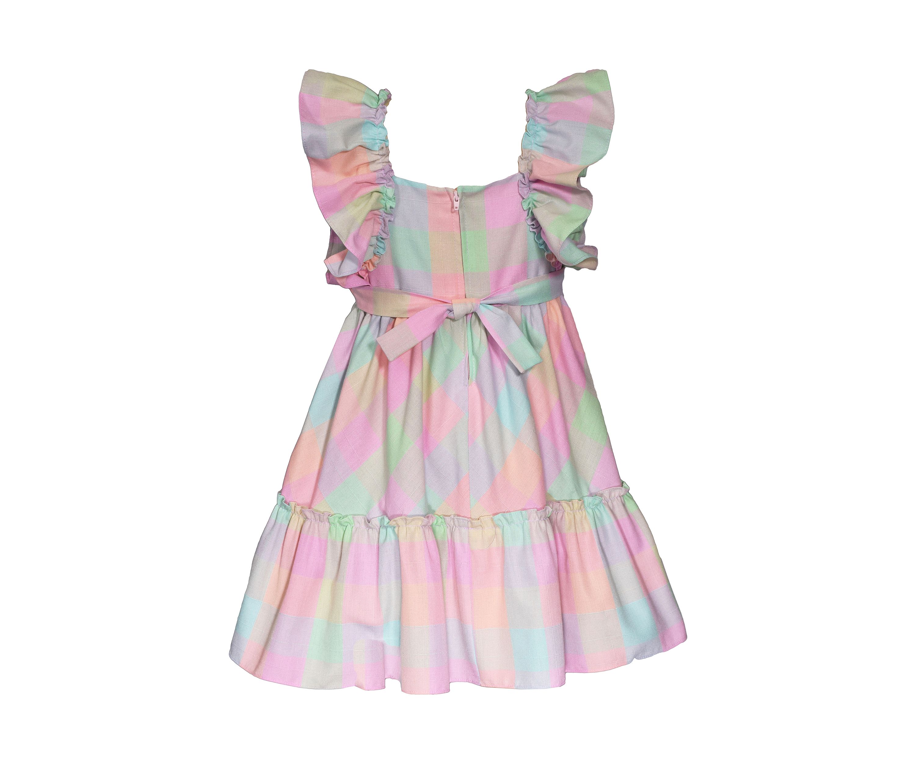 Girls 7-16 Plaid Float Dress with Straw Purse