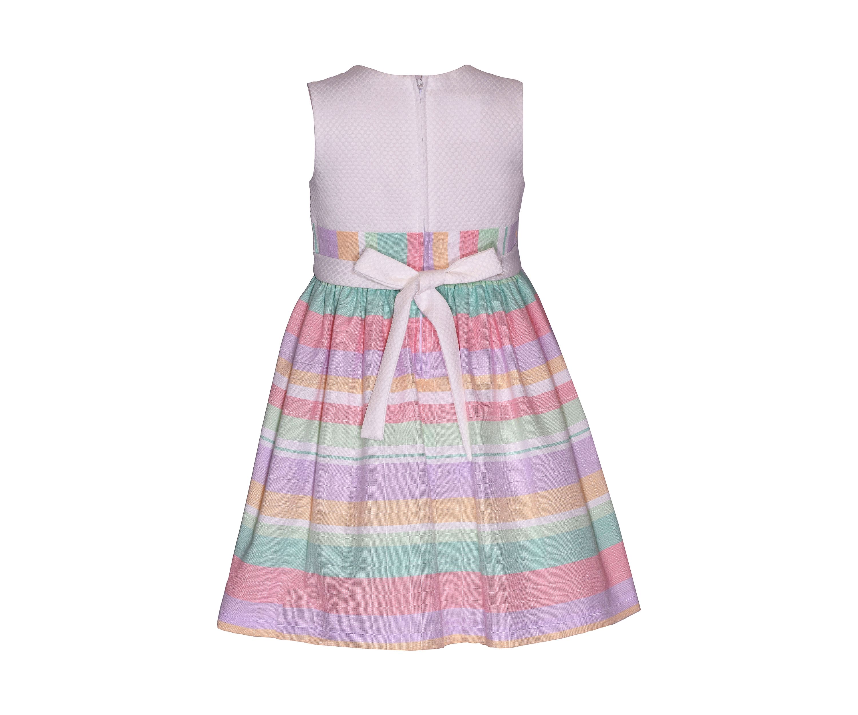 Girls 7-16 Striped Linen Dress with Asymmetrical Popover