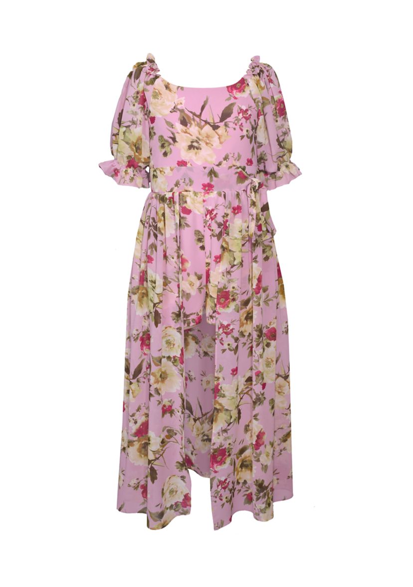 Girls 7-16 Floral Printed Walkthrough Dress