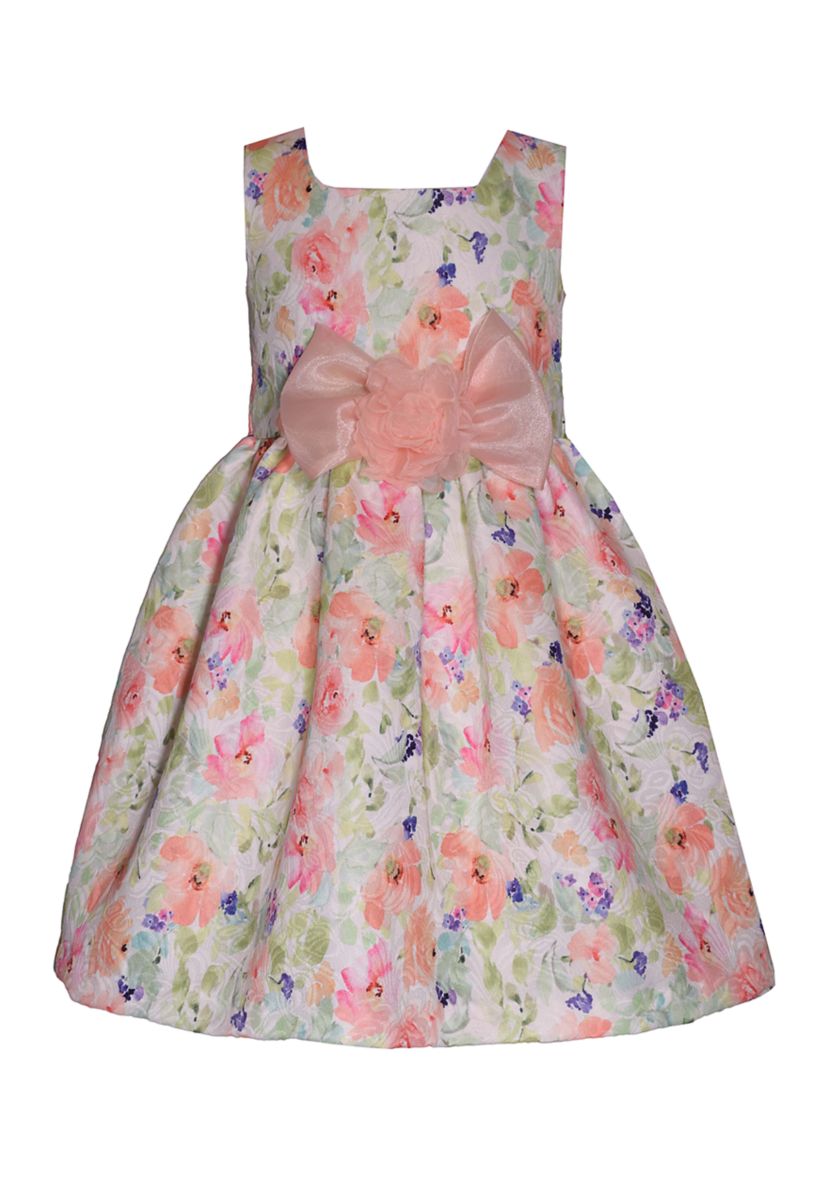 Girls 7-16 Shantung Printed Dress with Cardigan