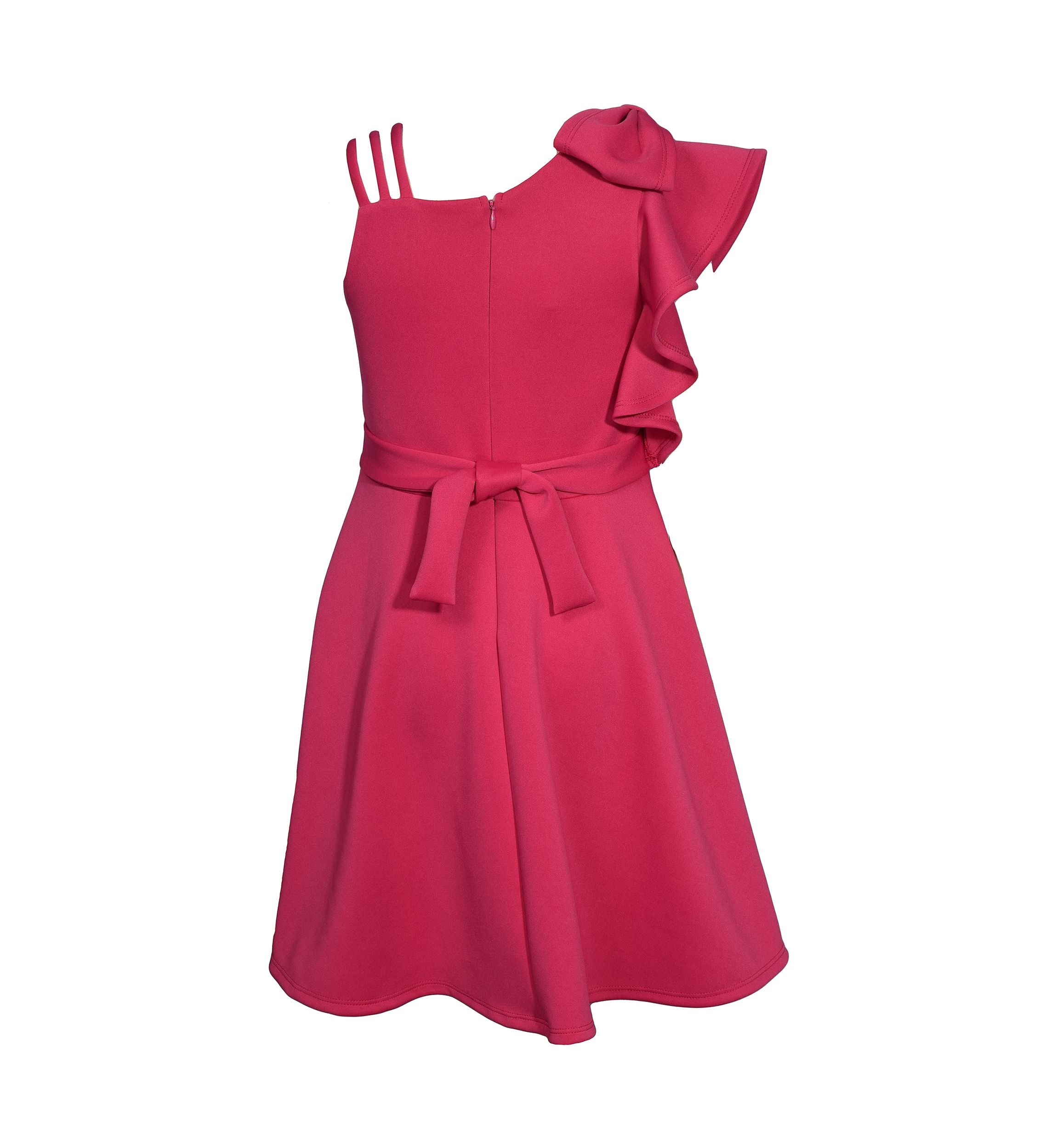 Girls 7-16 One Shoulder Scuba Dress