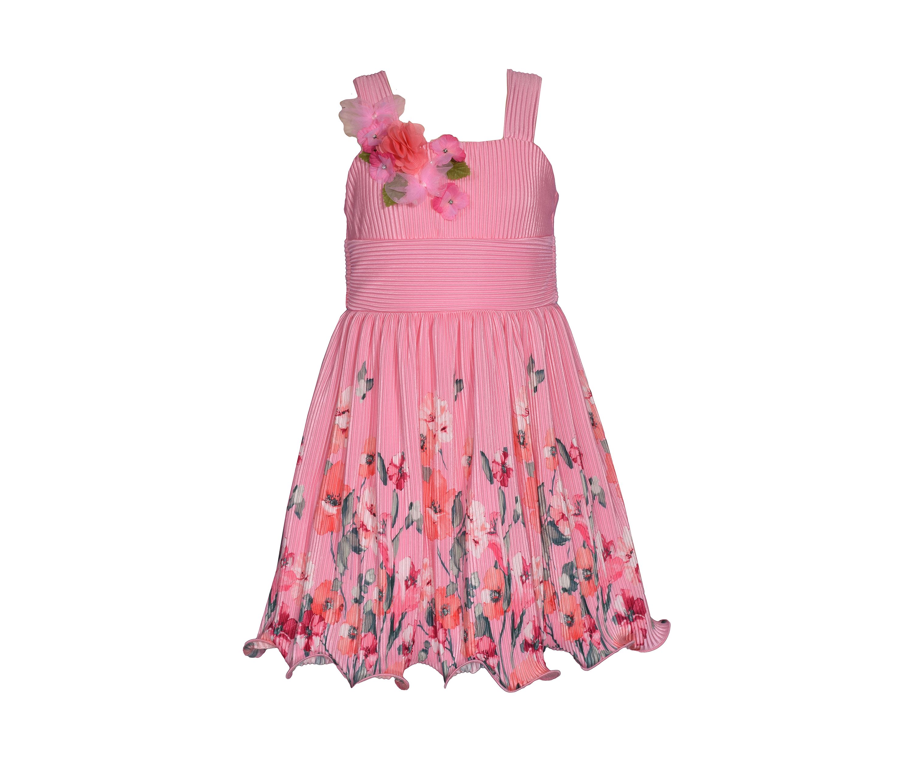Girls 7-16 Floral Border Wire Hem Dress