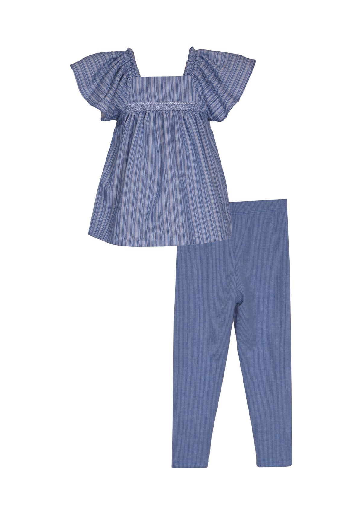 Girls 7-16 Chambray Flutter Sleeve Top and Leggings Set 