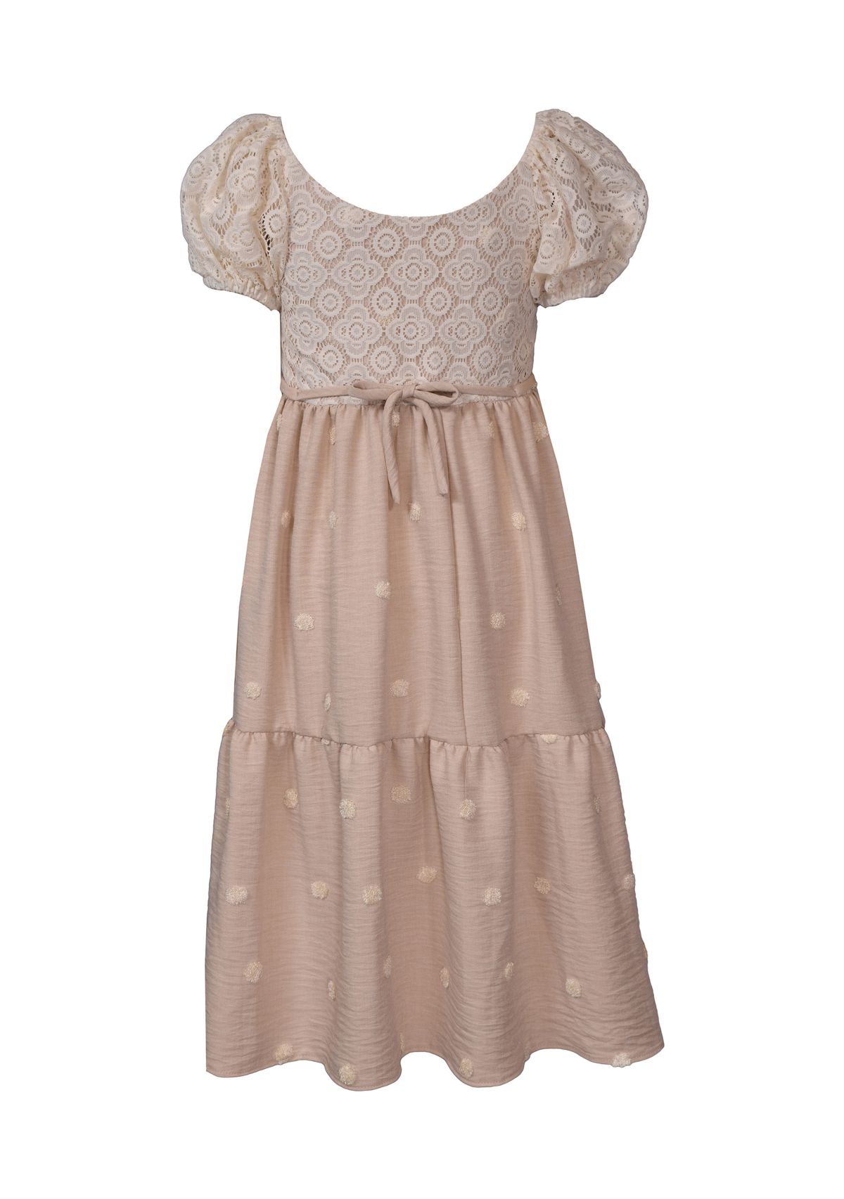 Girls 7-16 Puff Sleeve Lace High Low Dress