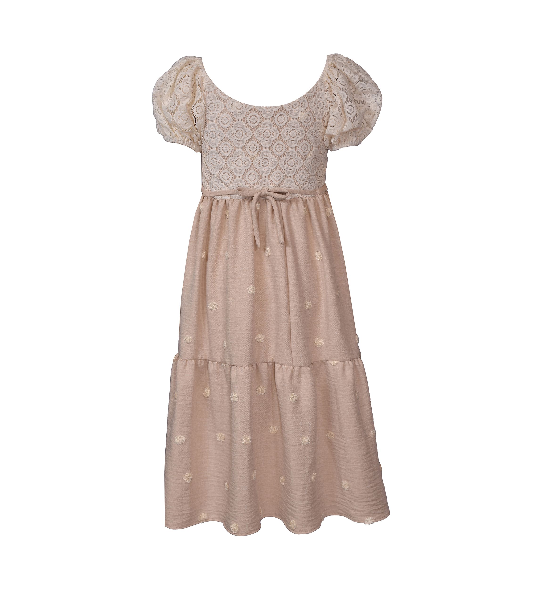 Girls 7-16 Puff Sleeve Lace High Low Dress
