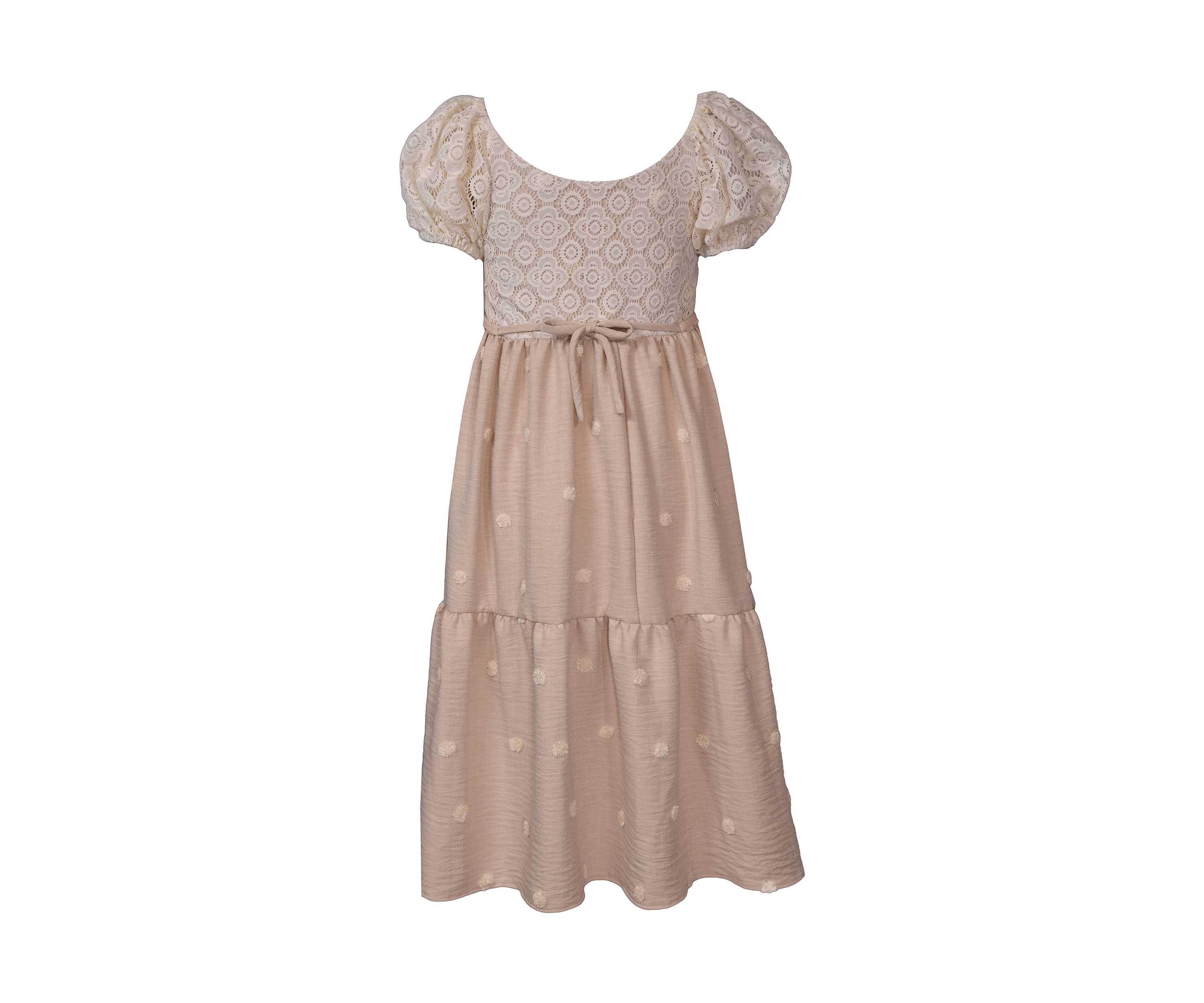 Girls 7-16 Puff Sleeve Lace High Low Dress
