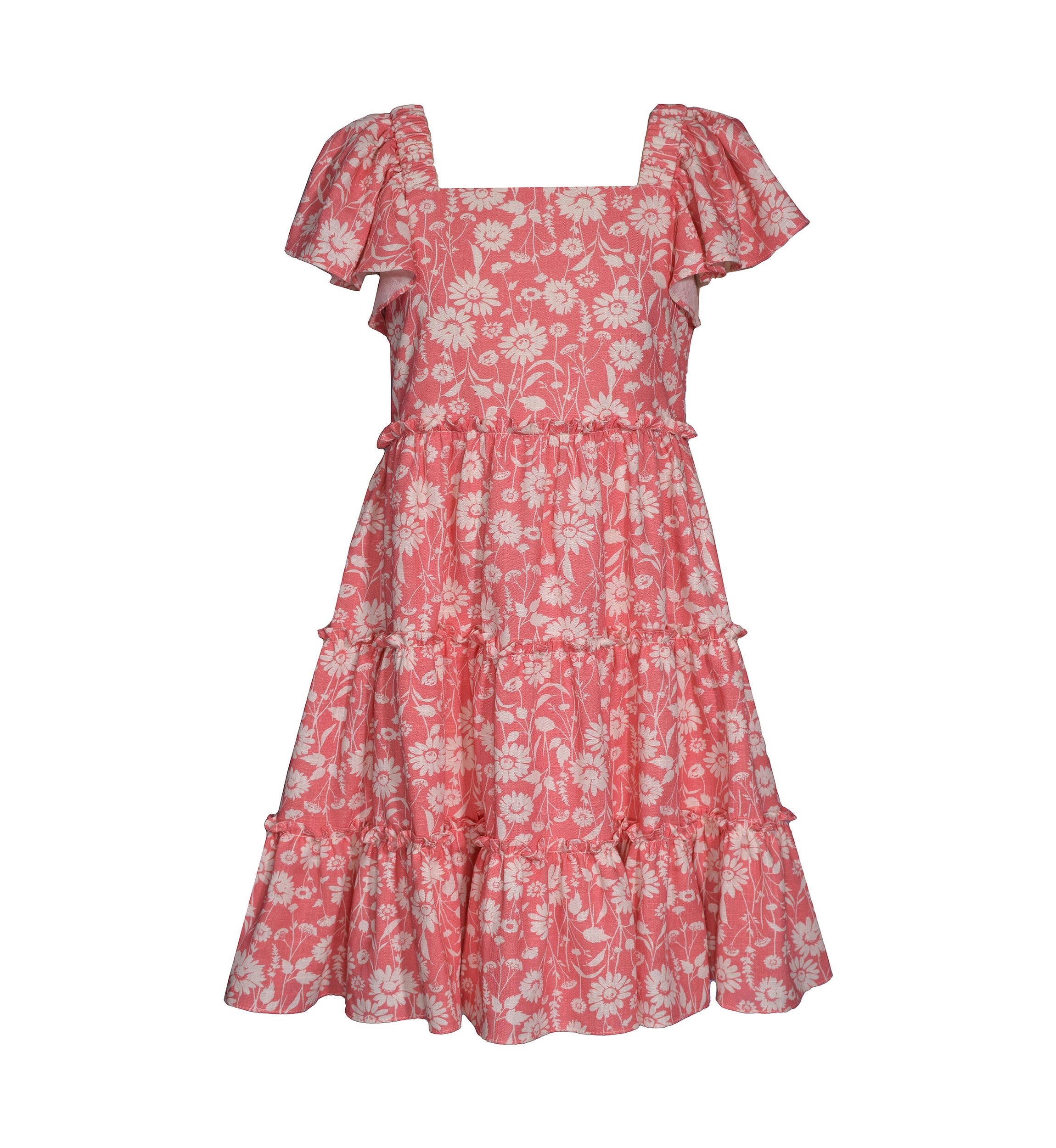 Girls 7-16 Floral Printed Tiered Dress