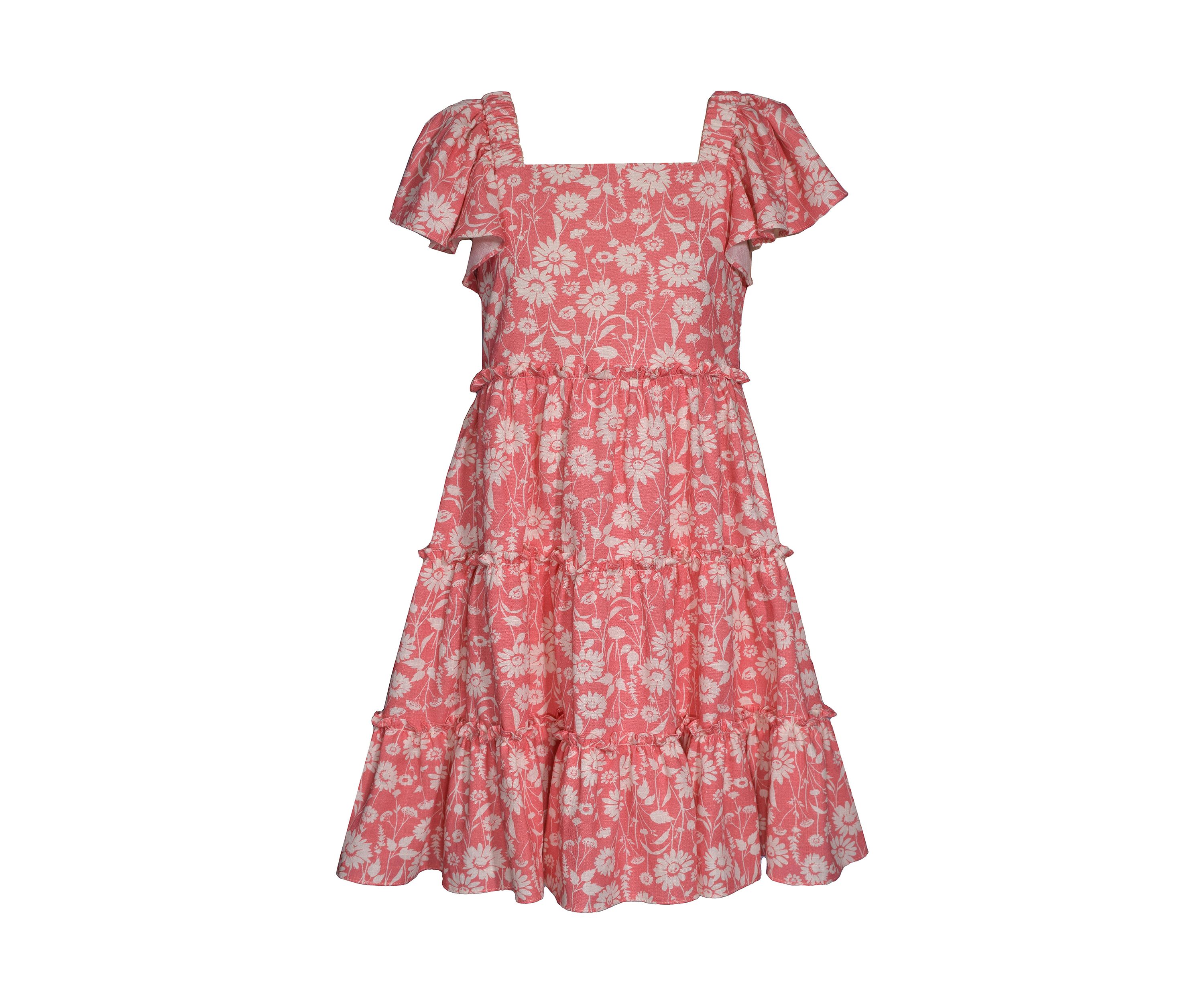 Girls 7-16 Floral Printed Tiered Dress