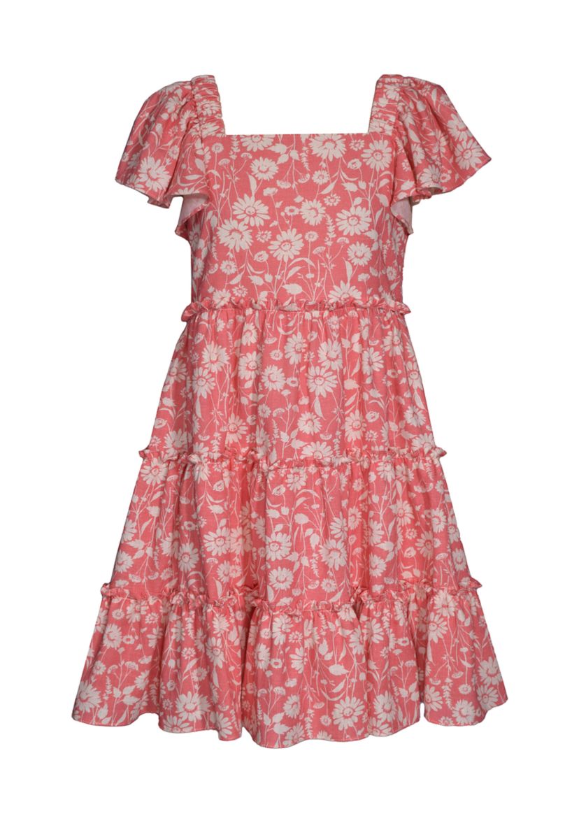 Girls 7-16 Floral Printed Tiered Dress
