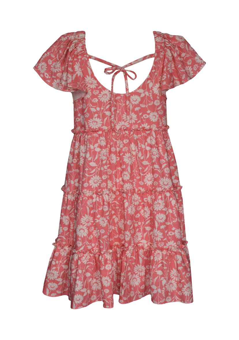 Girls 7-16 Floral Printed Tiered Dress