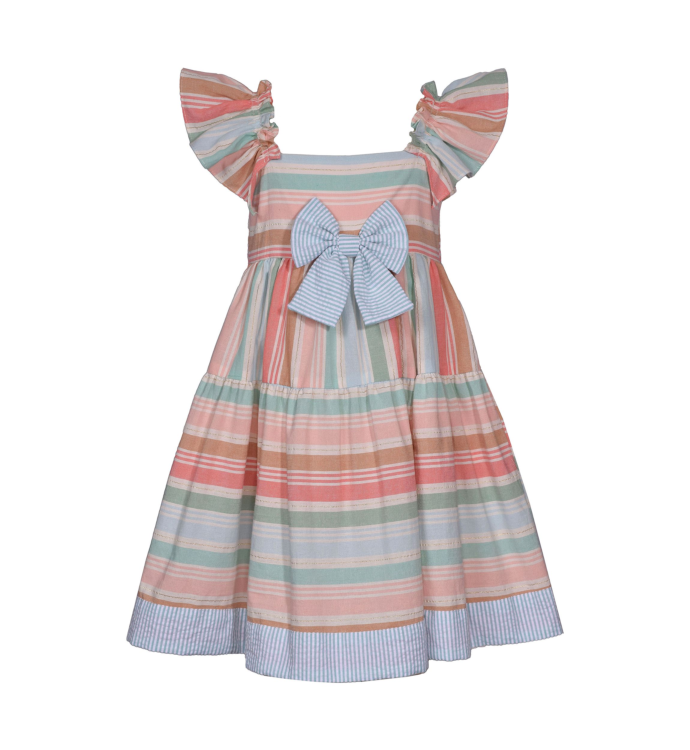 Girls 7-16 Muted Stripe Linen Dress