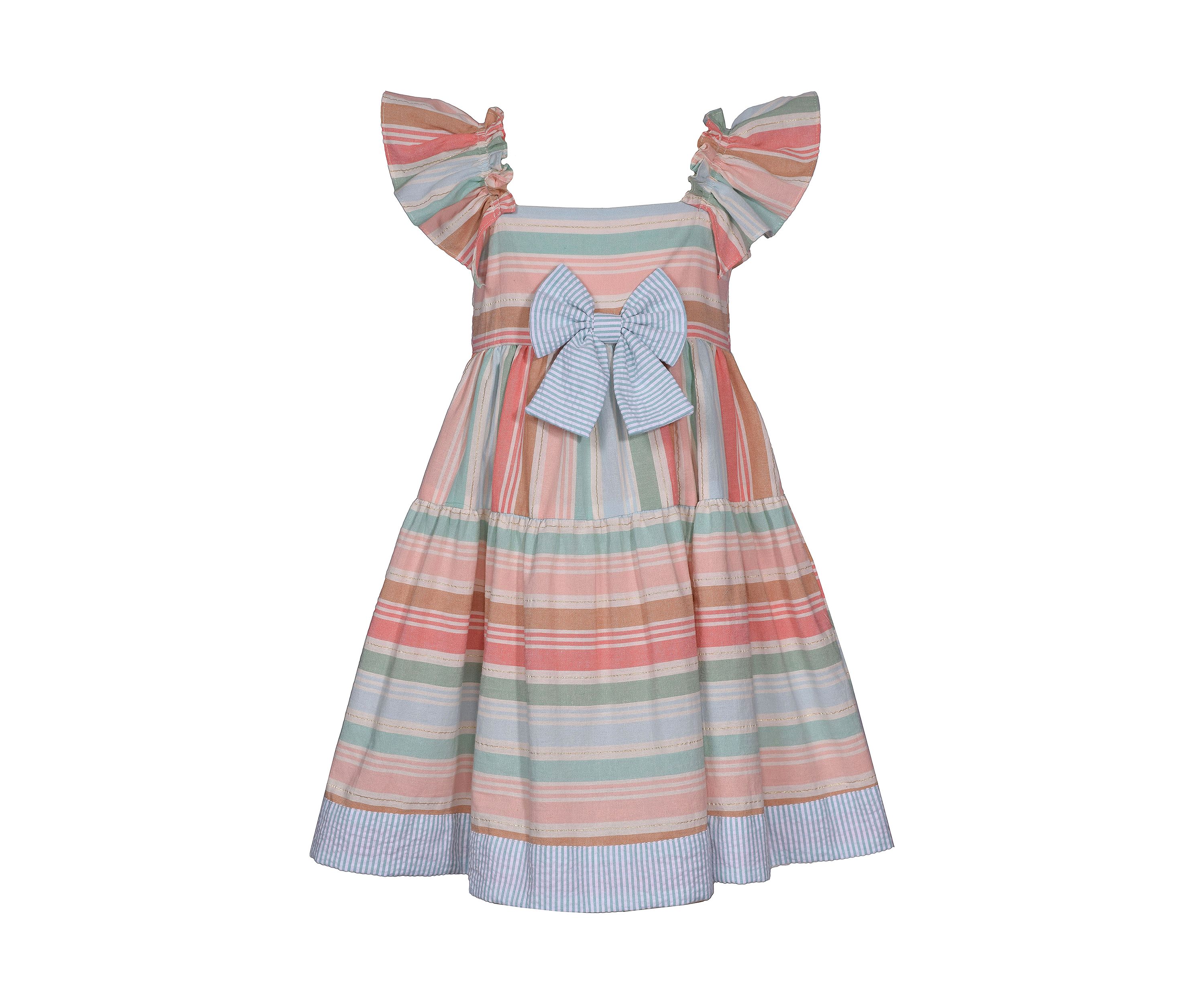Girls 7-16 Muted Stripe Linen Dress