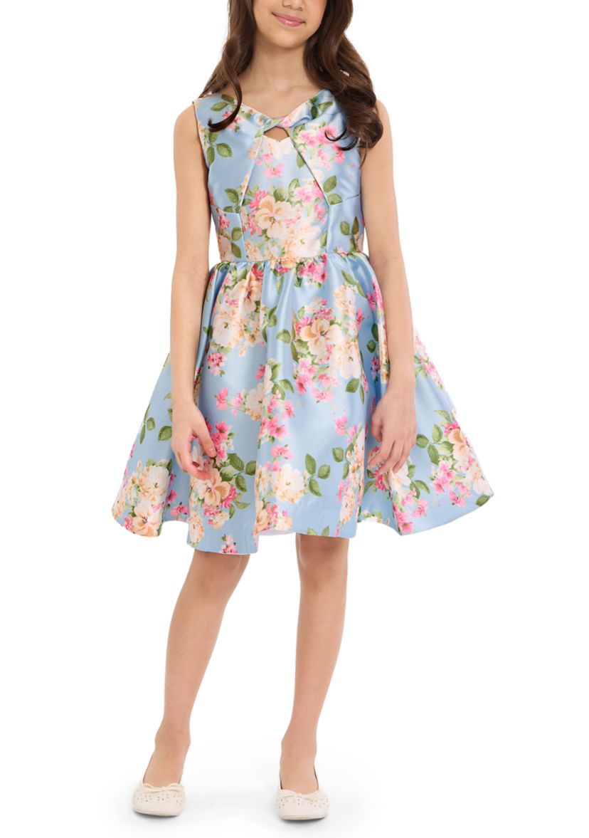 girls party dresses 7 16 Bonnie Jean Girls 7-16 Mikado Party Dress, Blue, 10