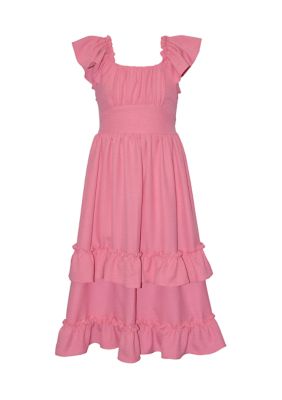 Bonnie Jean Girls 7-16 Tiered Maxi Dress, Pink, 12