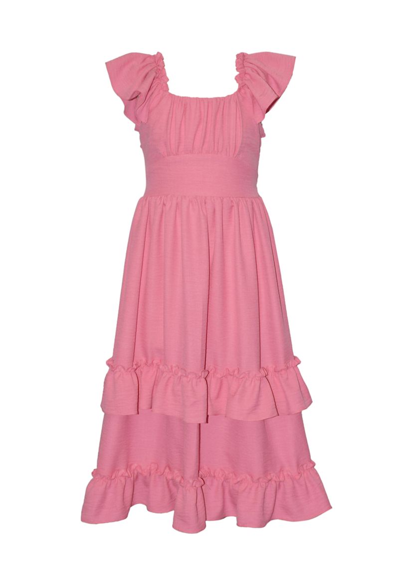 girls fall maxi dress Elegant Blush Flower Girl Dress with Slit & Long Sleeves