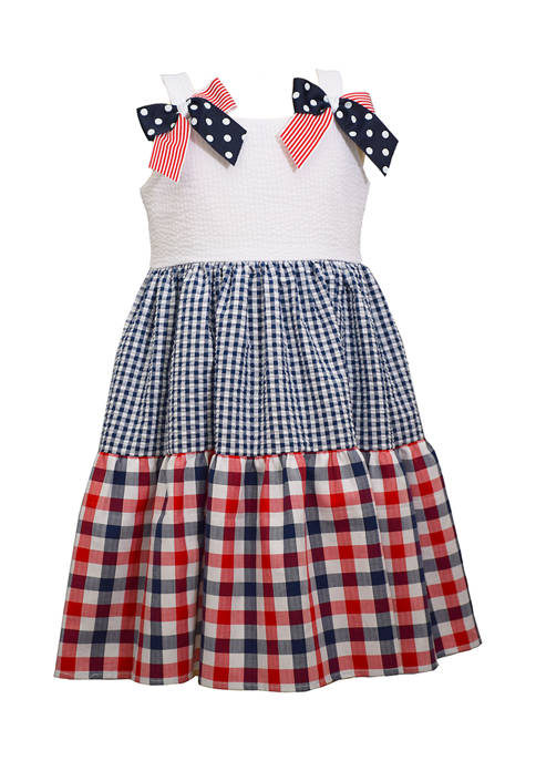 Bonnie Jean Girls 4-6x Bow Shoulder Americana Dress
