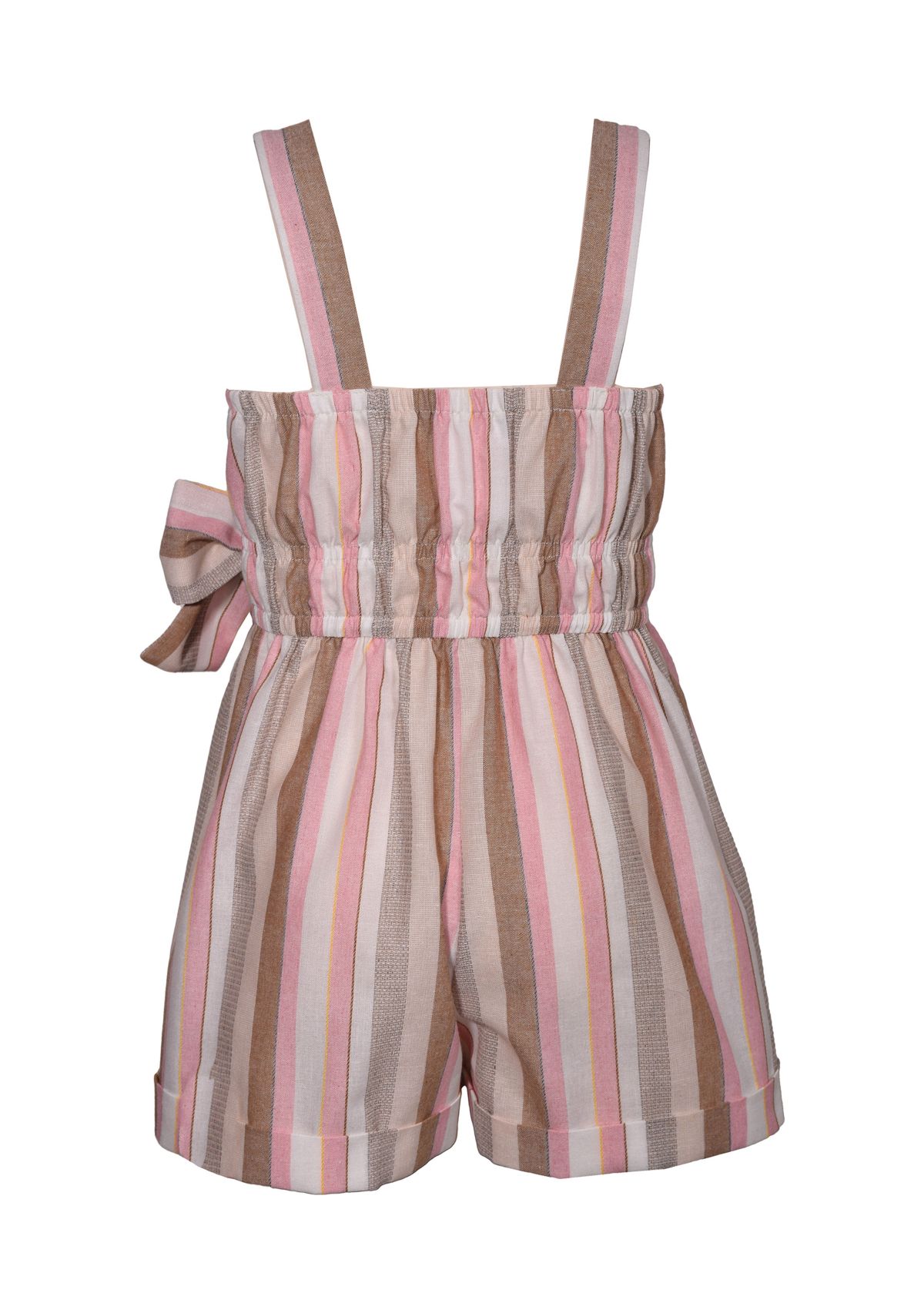 Girls 4-6x Striped Romper with Wooden Buttons