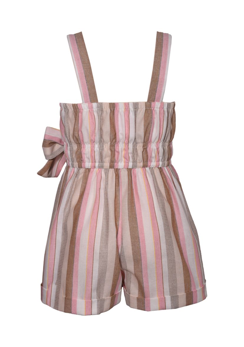 Girls 4-6x Striped Romper with Wooden Buttons