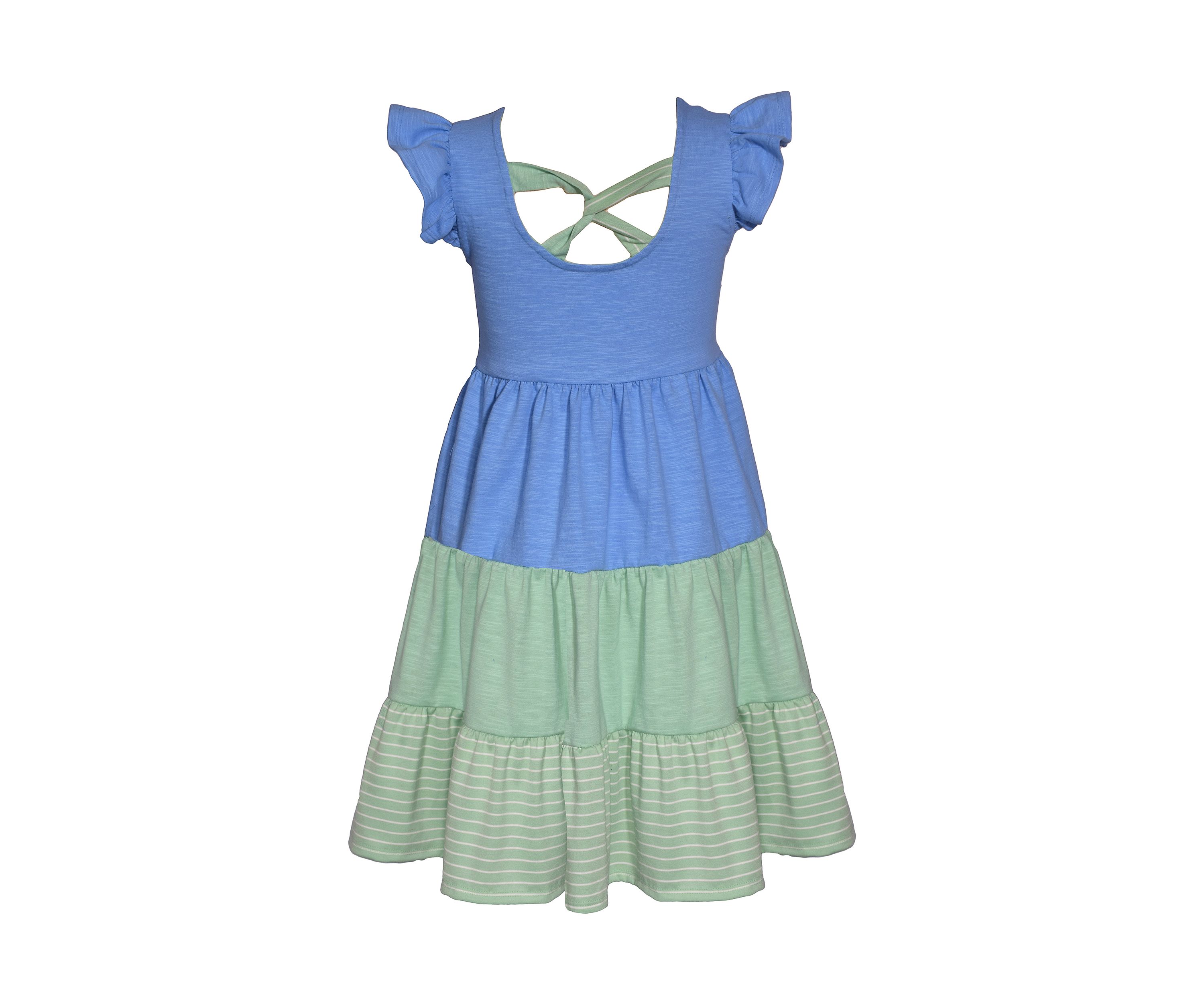 Girls 4-6x Color Blocked Knit Dress with Scrunchies