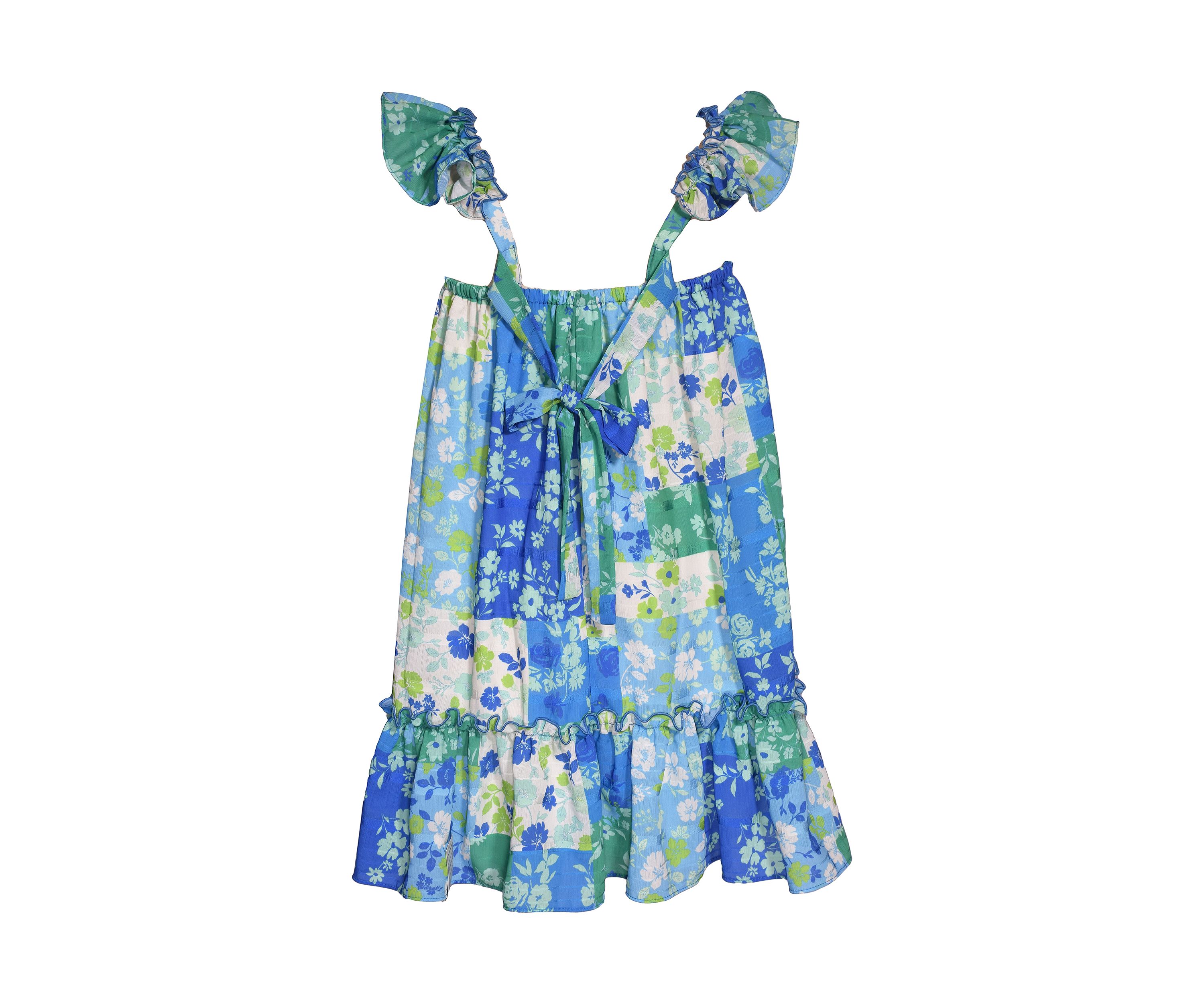 Girls 4-6x Patchwork Floral Printed Flutter Sleeve Dress