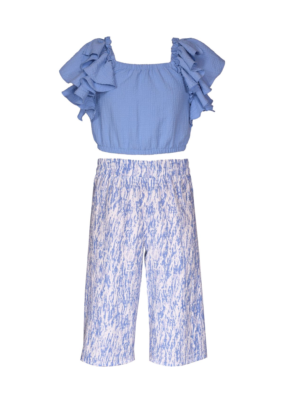 Girls 4-6x Double Angel Sleeve Top and Abstract Print Pants Set
