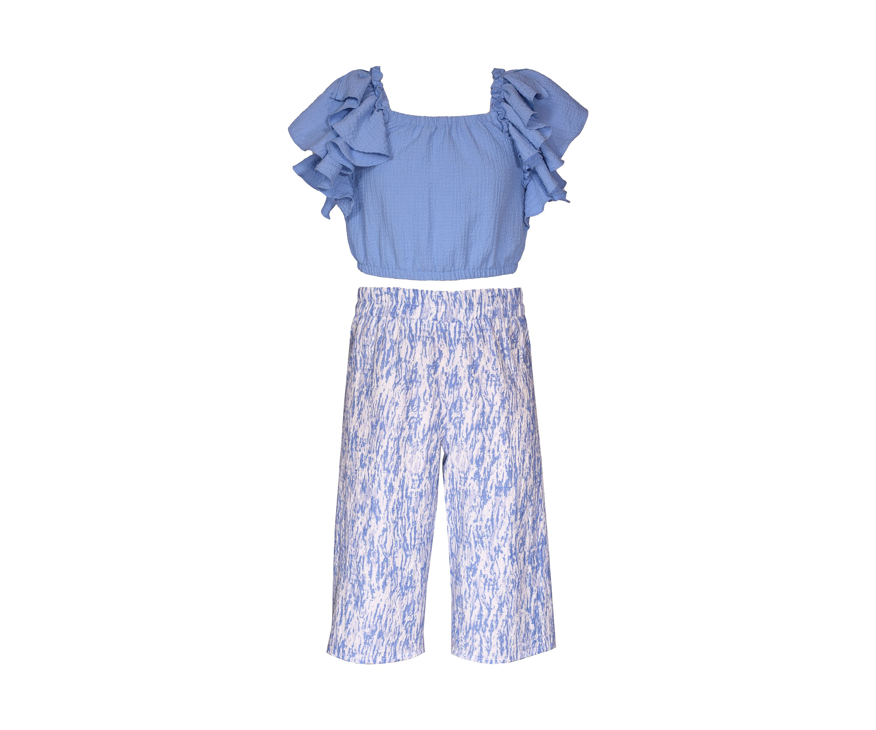 Girls 4-6x Double Angel Sleeve Top and Abstract Print Pants Set