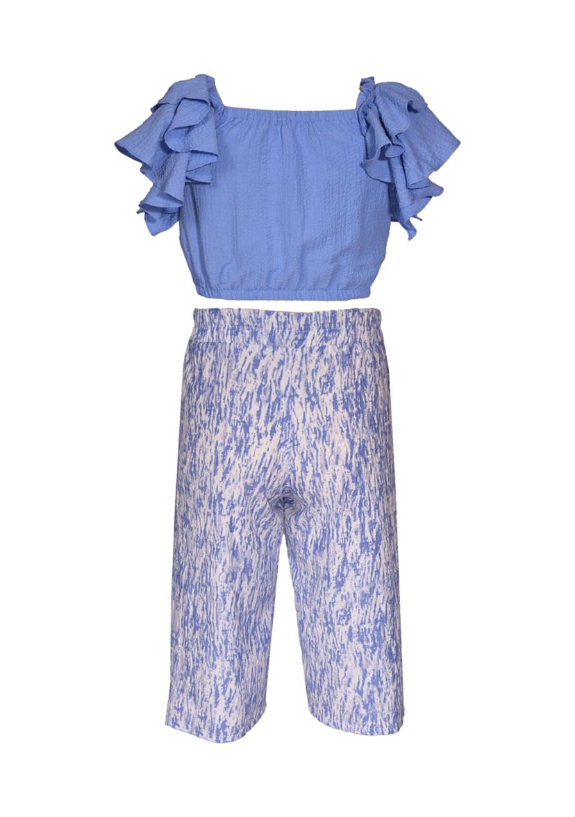 Girls 4-6x Double Angel Sleeve Top and Abstract Print Pants Set