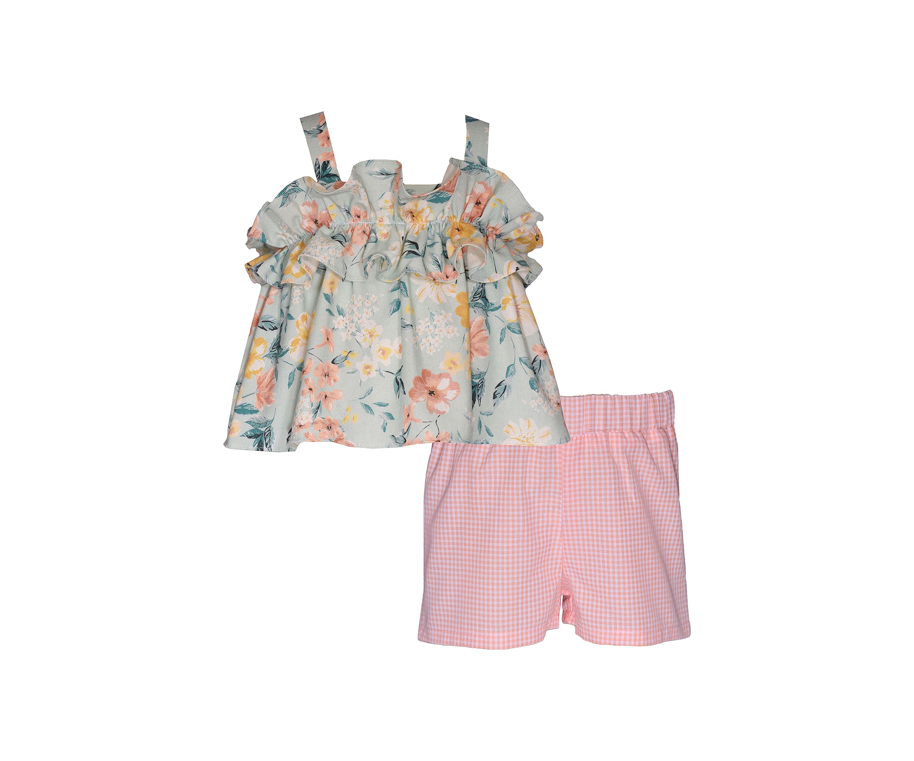 Girls 4-6x Floral Printed Ruffle Bodice Top and Shorts Set