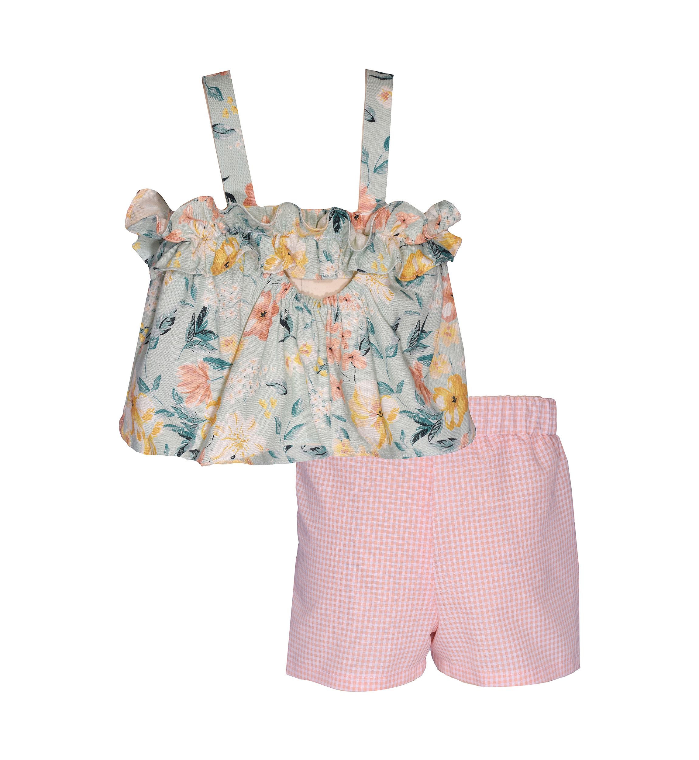 Girls 4-6x Floral Printed Ruffle Bodice Top and Shorts Set
