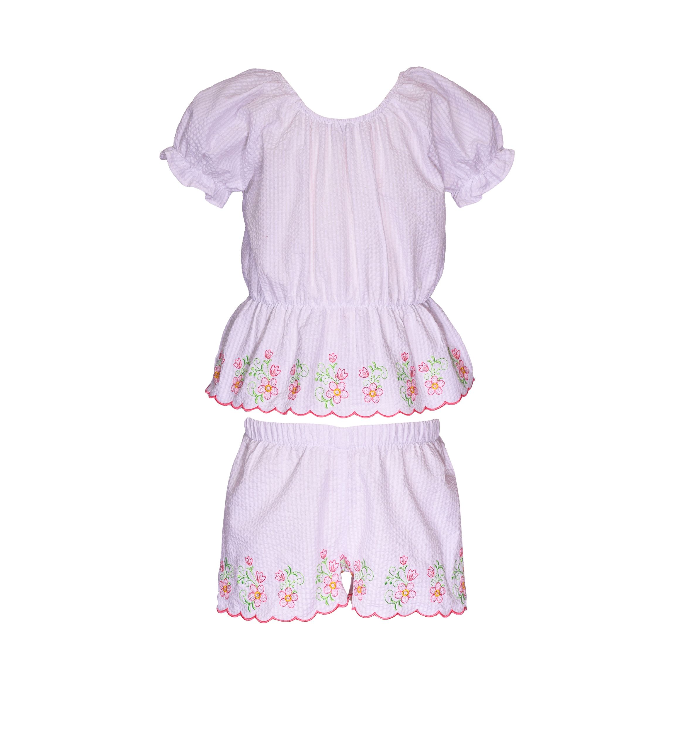Girls 4-6x Scalloped Hem Top and Shorts Set