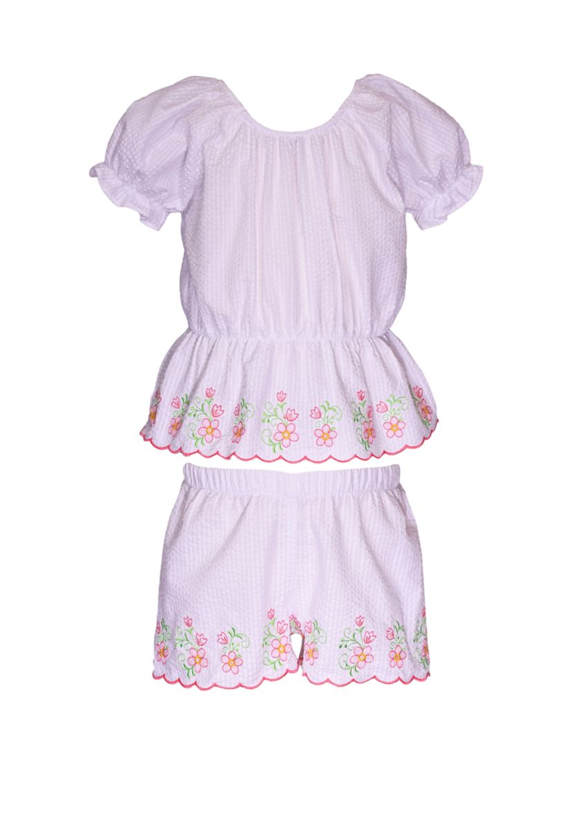 Girls 4-6x Scalloped Hem Top and Shorts Set