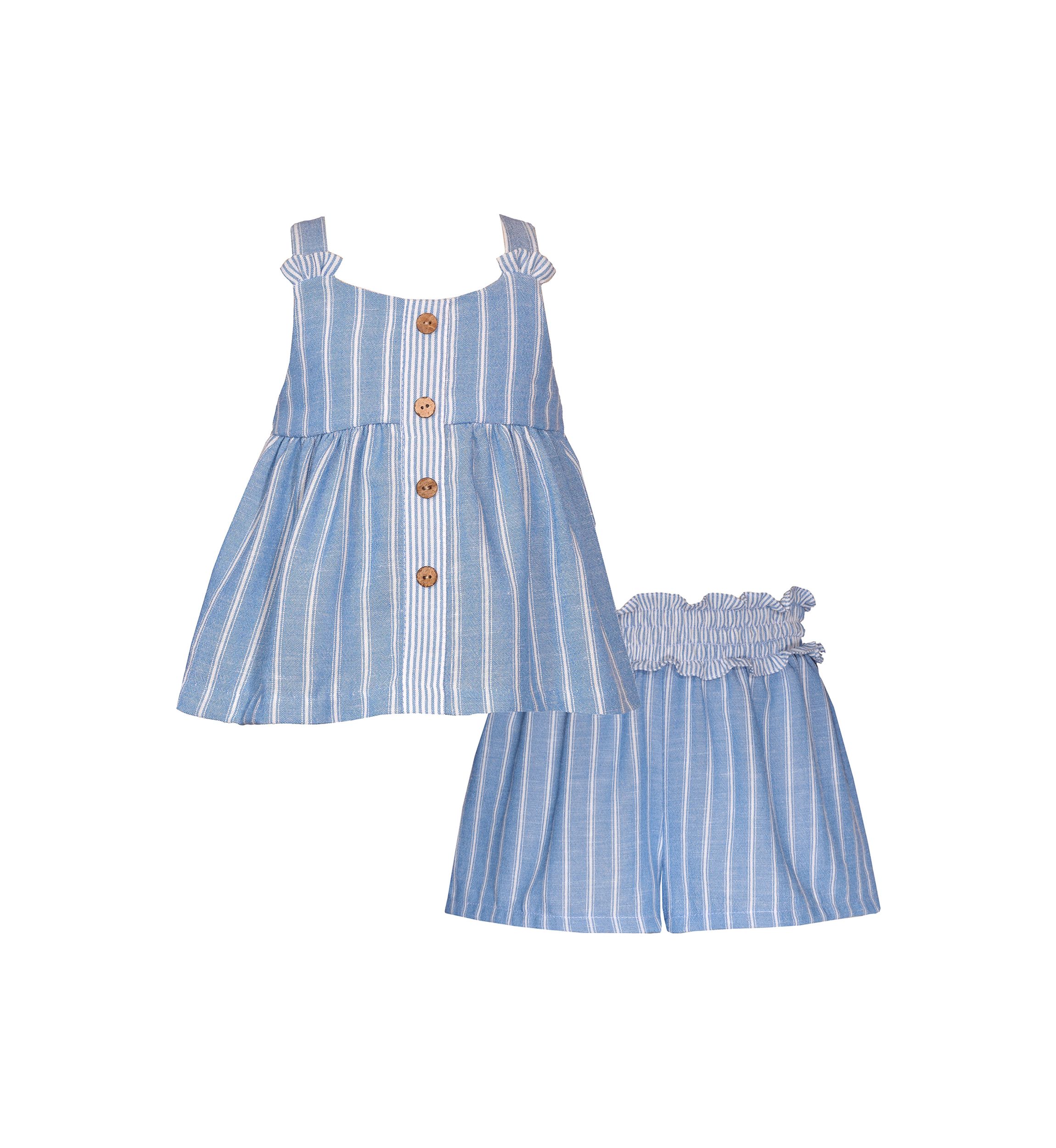 Girls 4-6x Chambray Striped Top and Paperbag Shorts Set