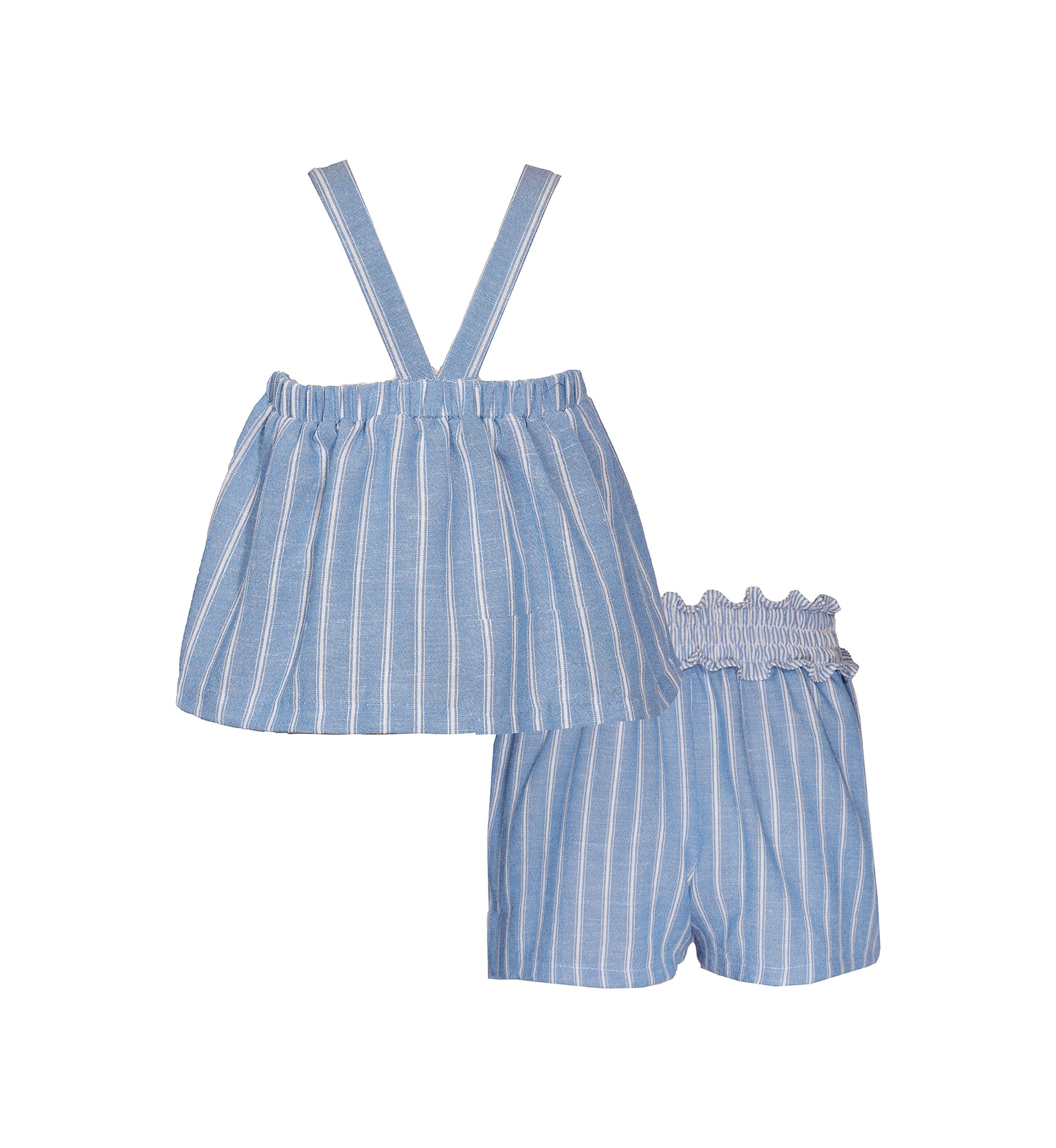 Girls 4-6x Chambray Striped Top and Paperbag Shorts Set