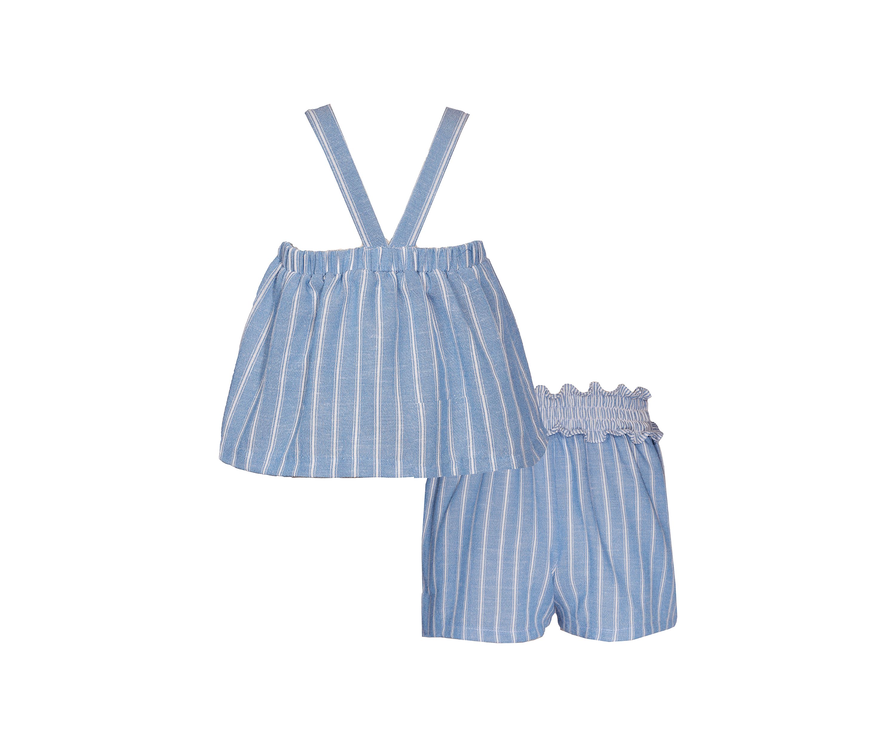 Girls 4-6x Chambray Striped Top and Paperbag Shorts Set