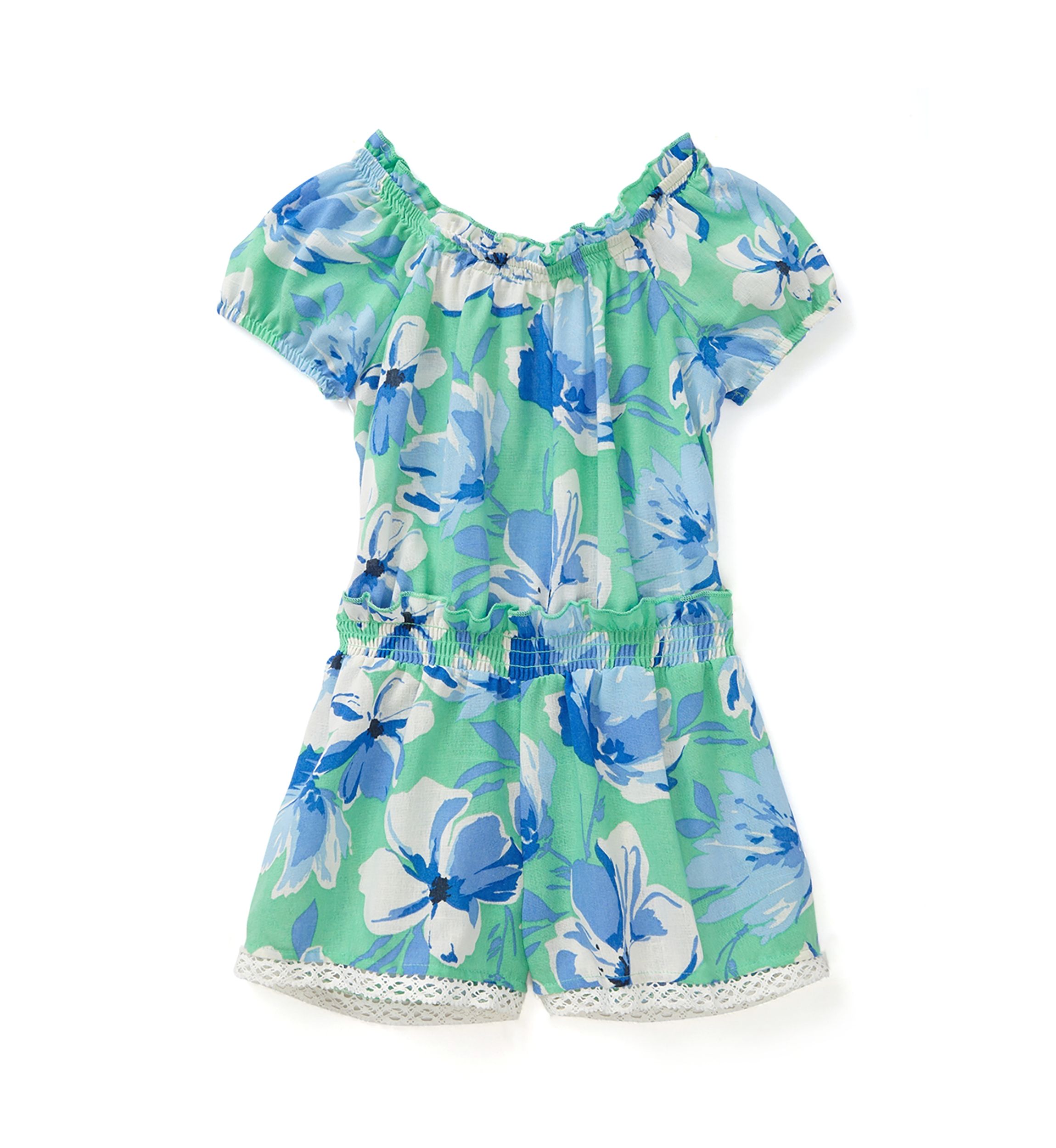 Girls 4-6x Blue Floral Romper