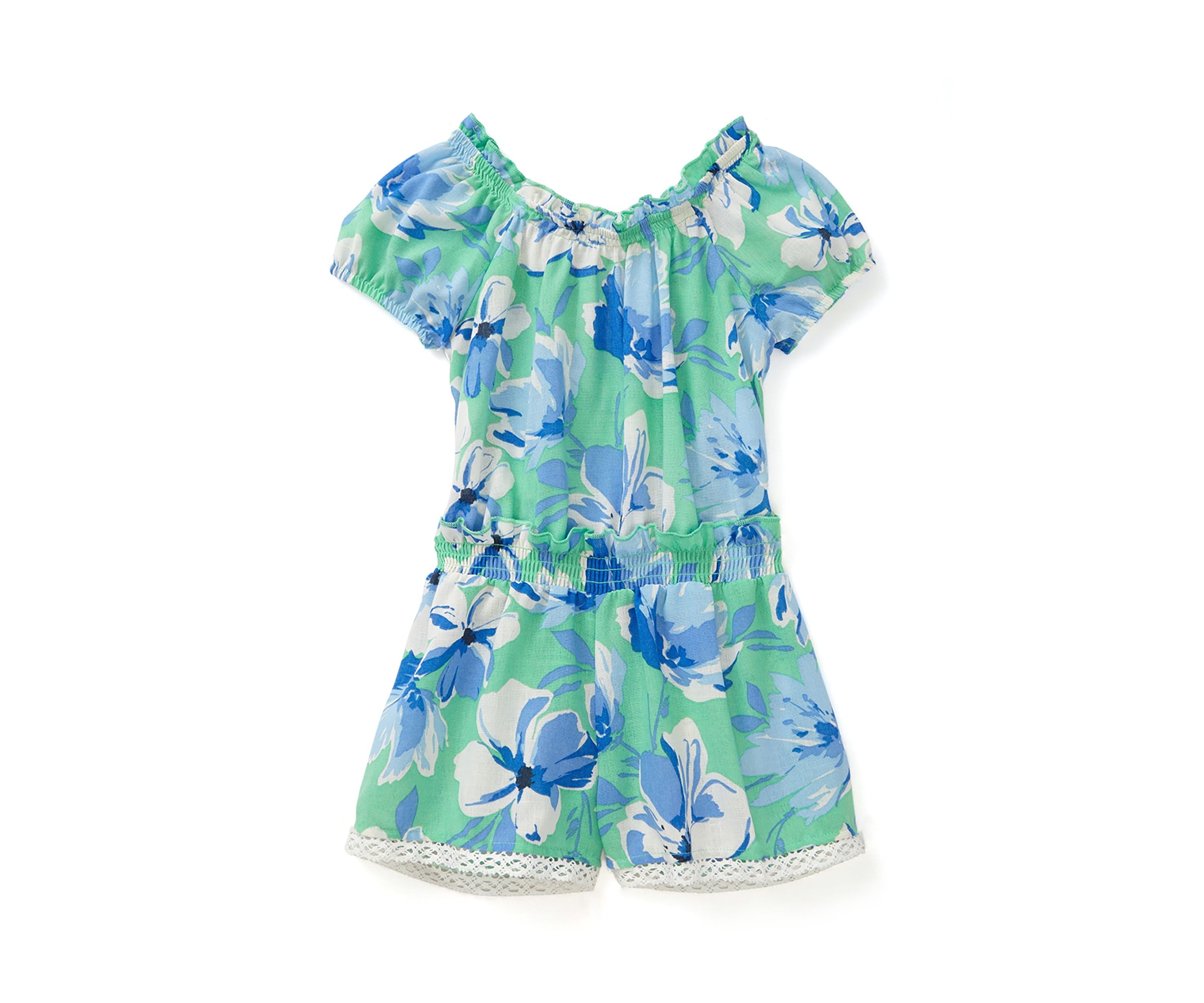 Girls 4-6x Blue Floral Romper