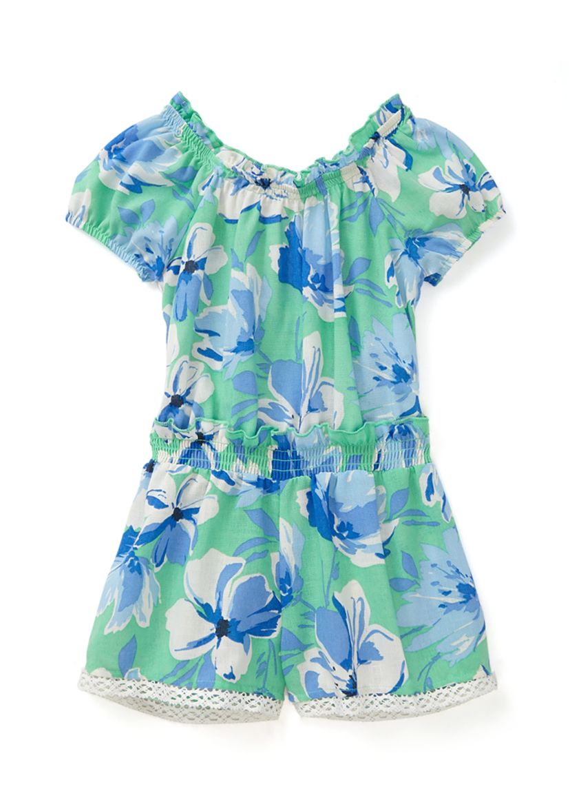 Girls 4-6x Blue Floral Romper