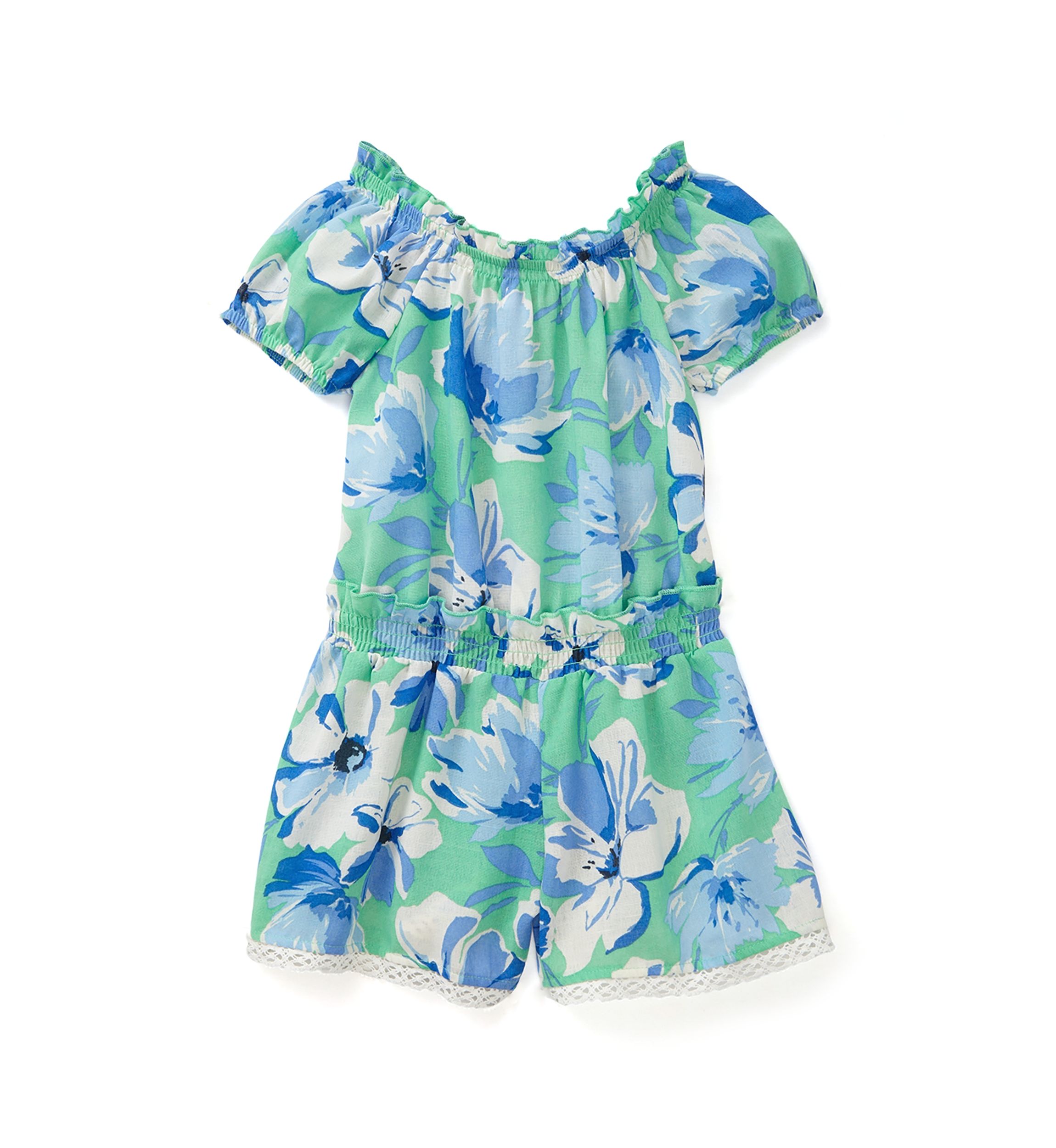 Girls 4-6x Blue Floral Romper
