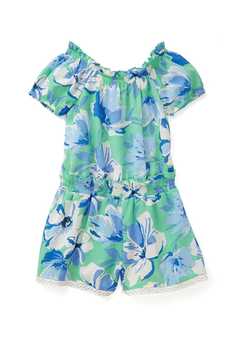 Girls 4-6x Blue Floral Romper