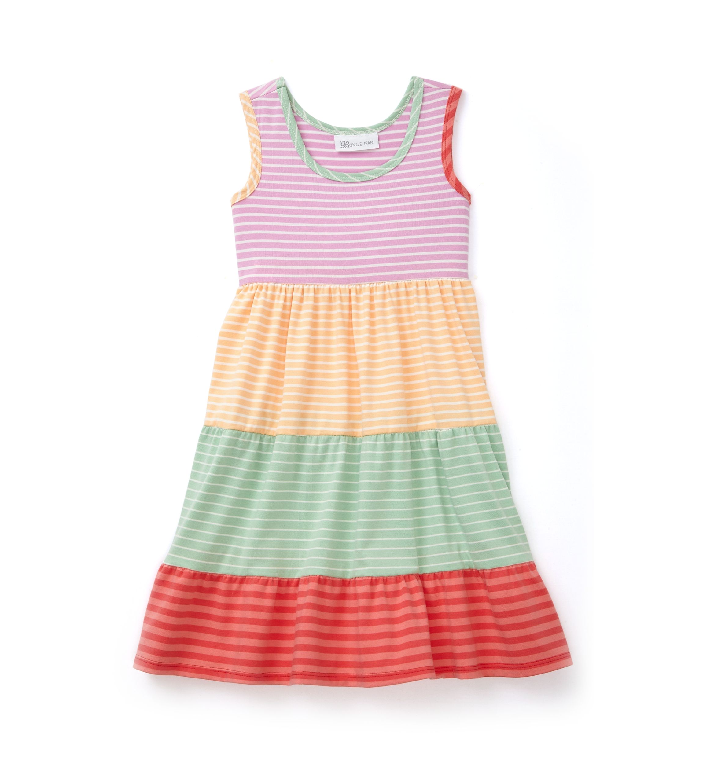 Girls 4-6x Mixed Striped Tiered Dress