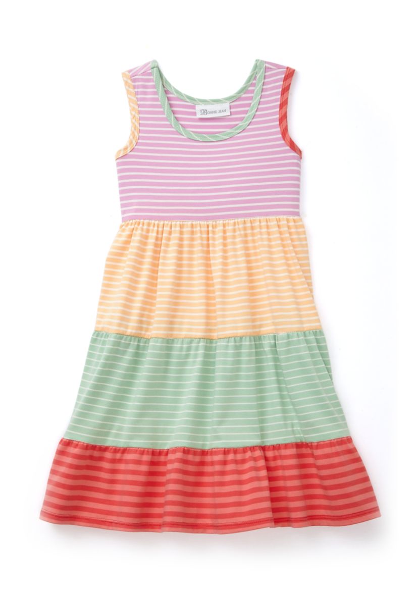 Girls 4-6x Mixed Striped Tiered Dress