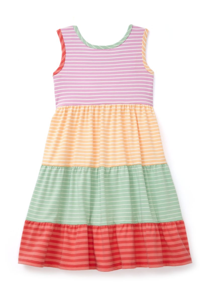 Girls 4-6x Mixed Striped Tiered Dress