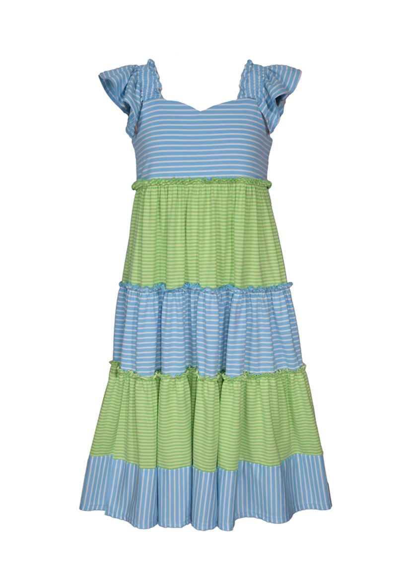 Girls 4-6x Flutter Sleeve Striped Maxi Dress