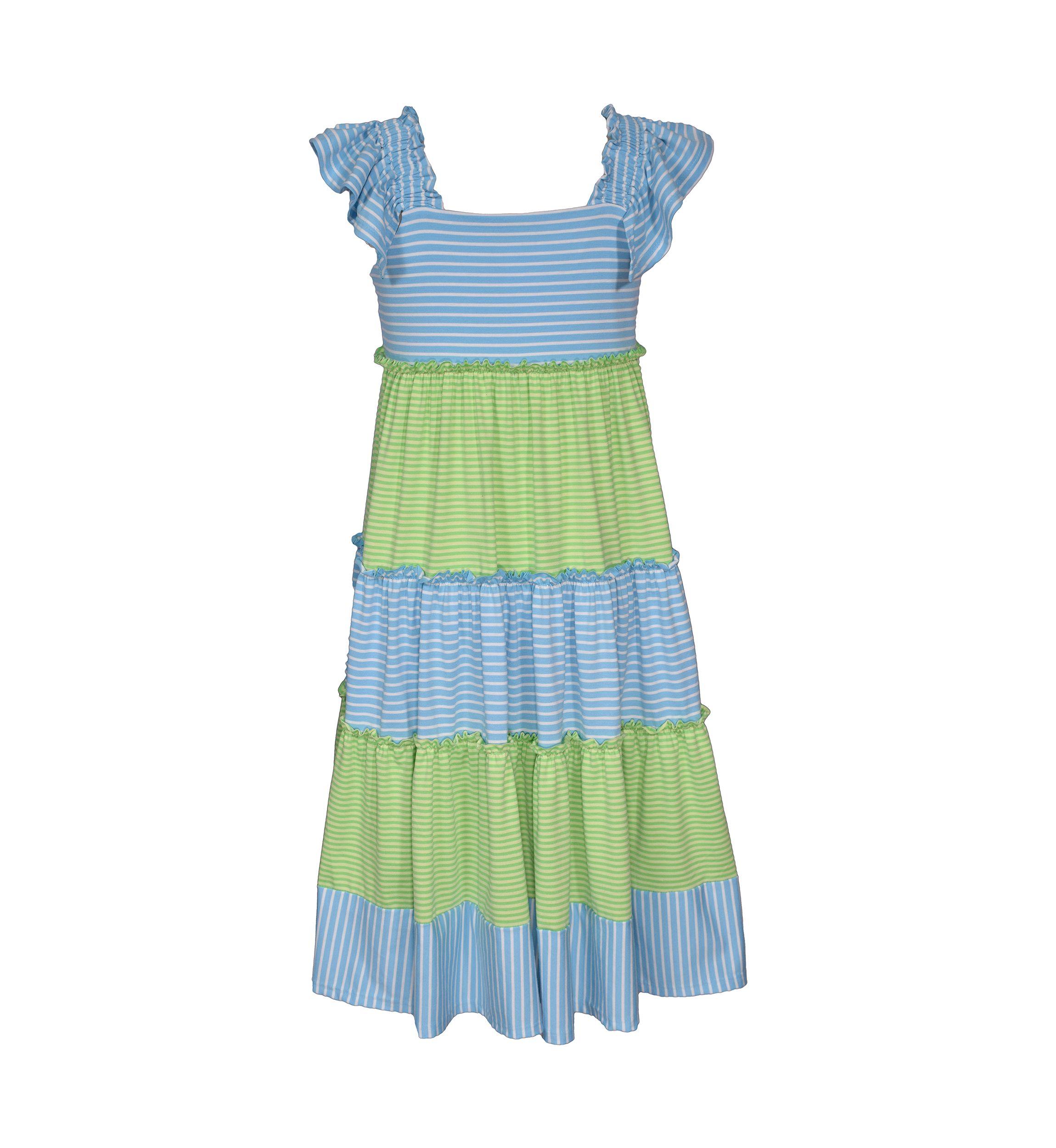 Girls 4-6x Flutter Sleeve Striped Maxi Dress
