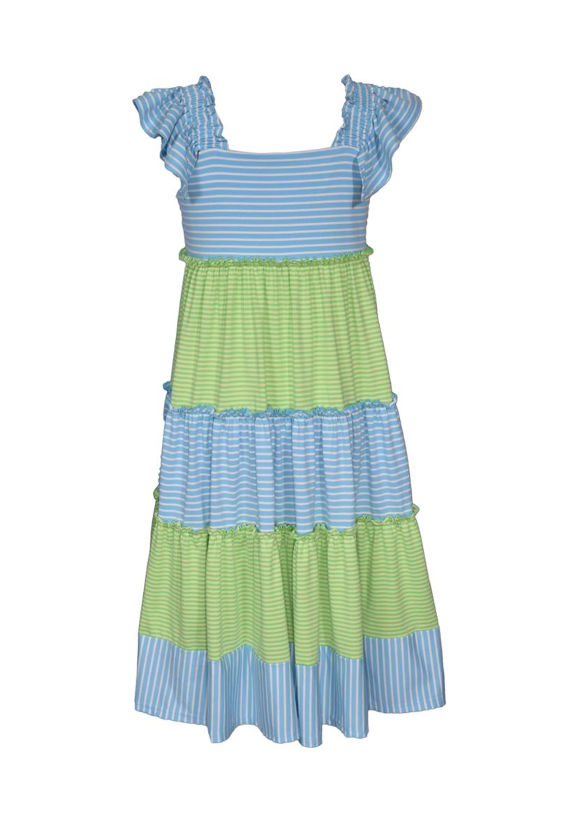 Girls 4-6x Flutter Sleeve Striped Maxi Dress