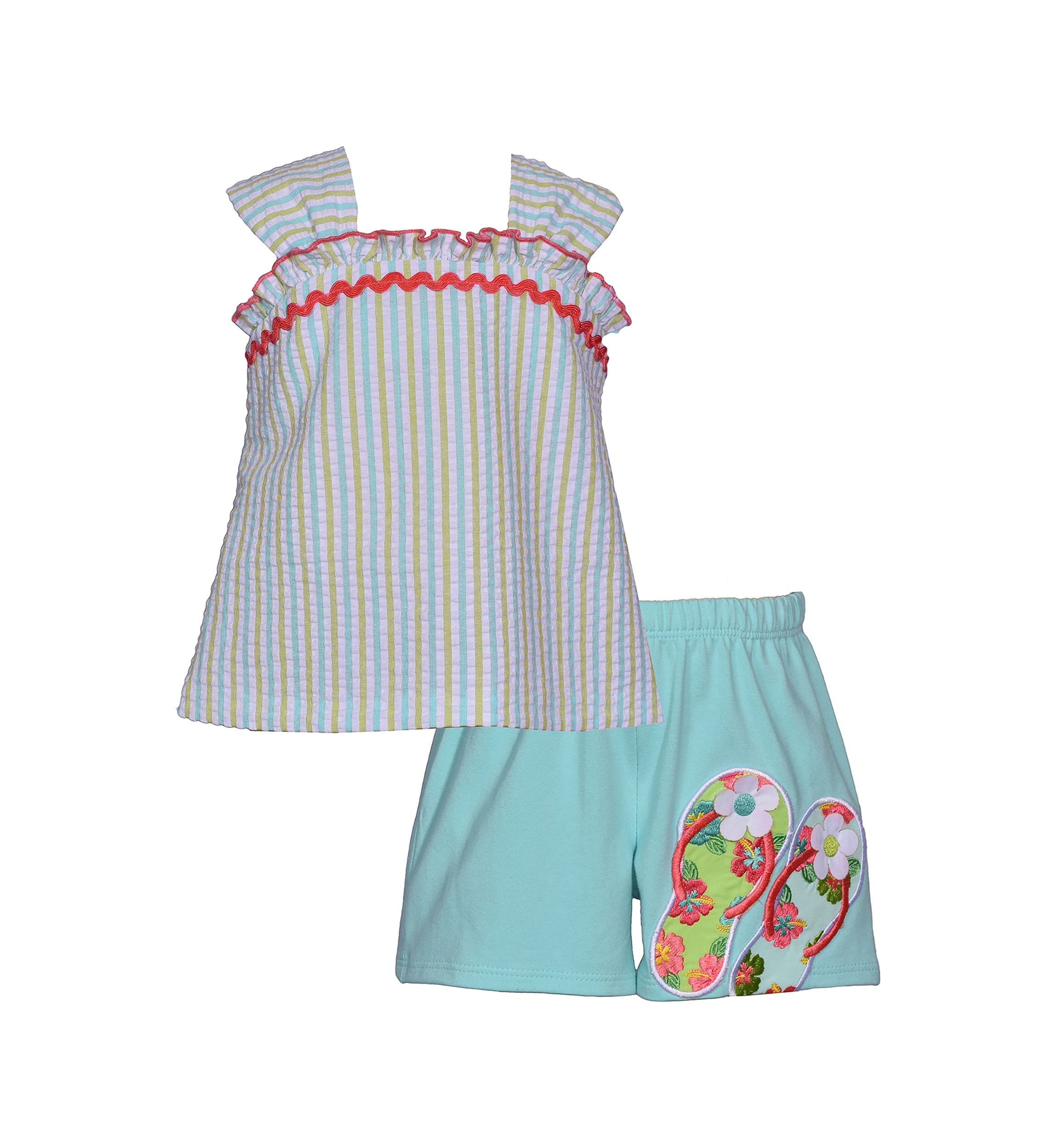 Girls 4-6x Flip Flop Seersucker Top and Shorts Set