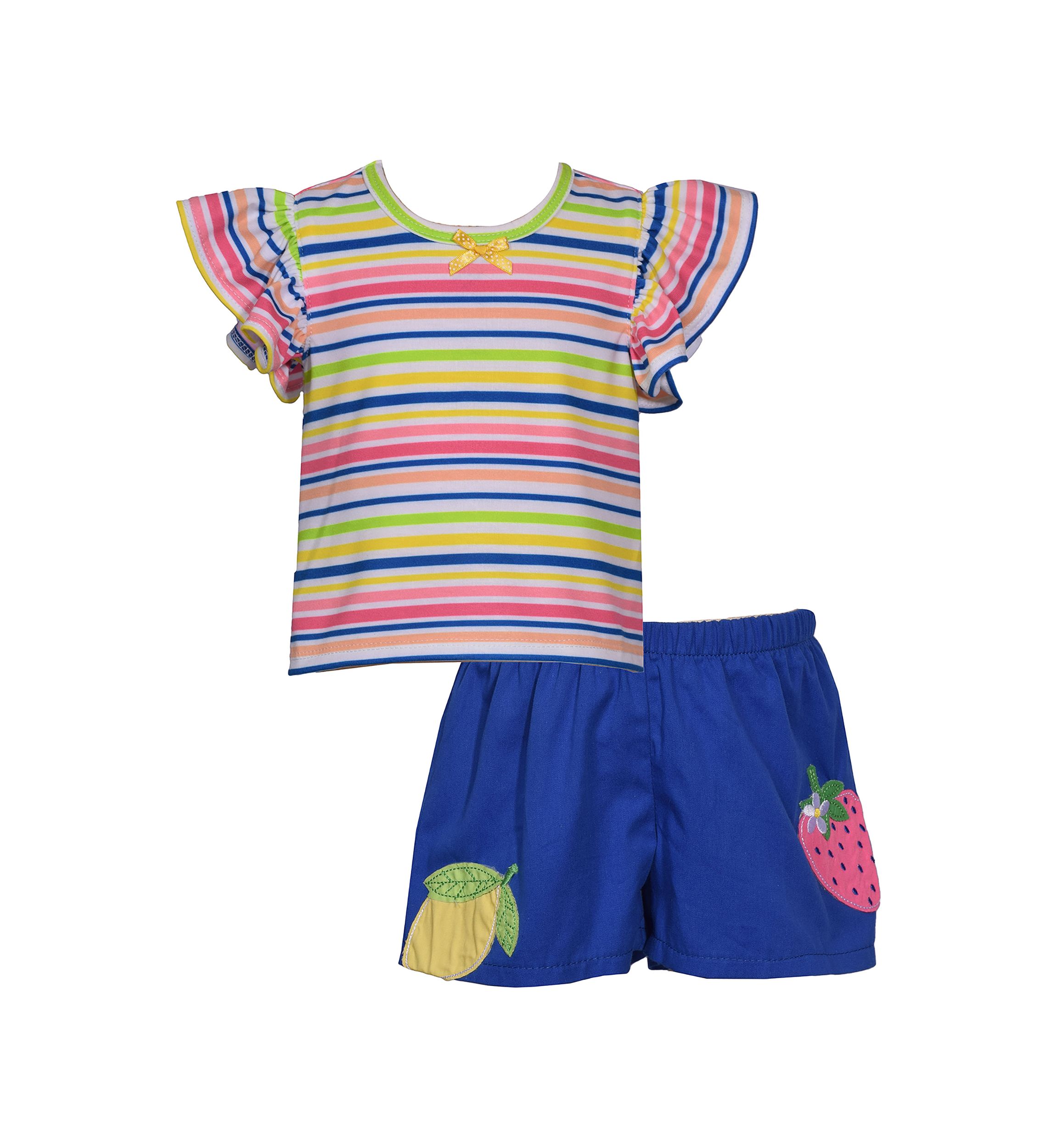 Girls 4-6x Yummy Stripe Top and Fruit Shorts Set